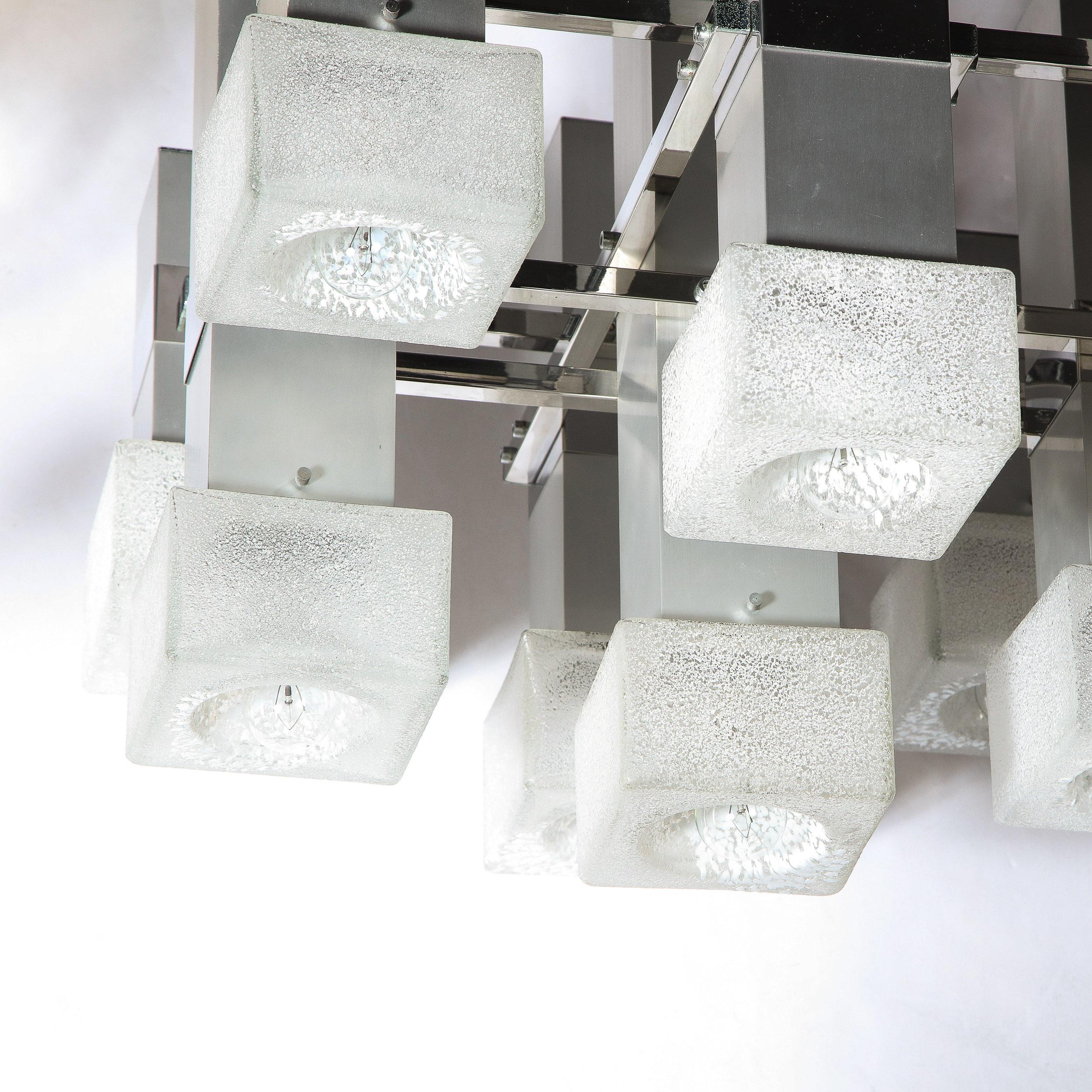 Lustre moderne du milieu du siècle dernier à 8 bras en chrome et verre de Murano moucheté de Sciolari en vente 4