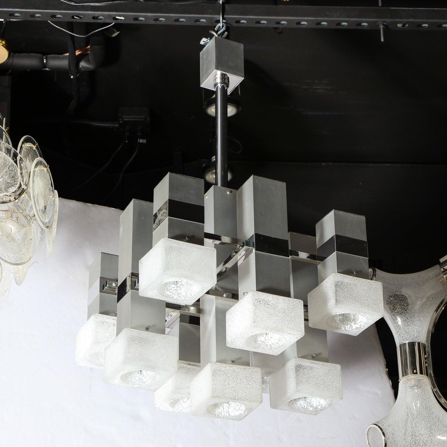 Lustre moderne du milieu du siècle dernier à 8 bras en chrome et verre de Murano tacheté par Sciolari en vente 4