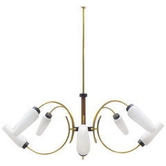 Mid-Century Modern 8-Armed Brass and Glass Sputnik Lamp from Germany, 1950s Mid-Century Modern 8-Armed Brass and Glass Sputnik Lamp from Germany, 1950s