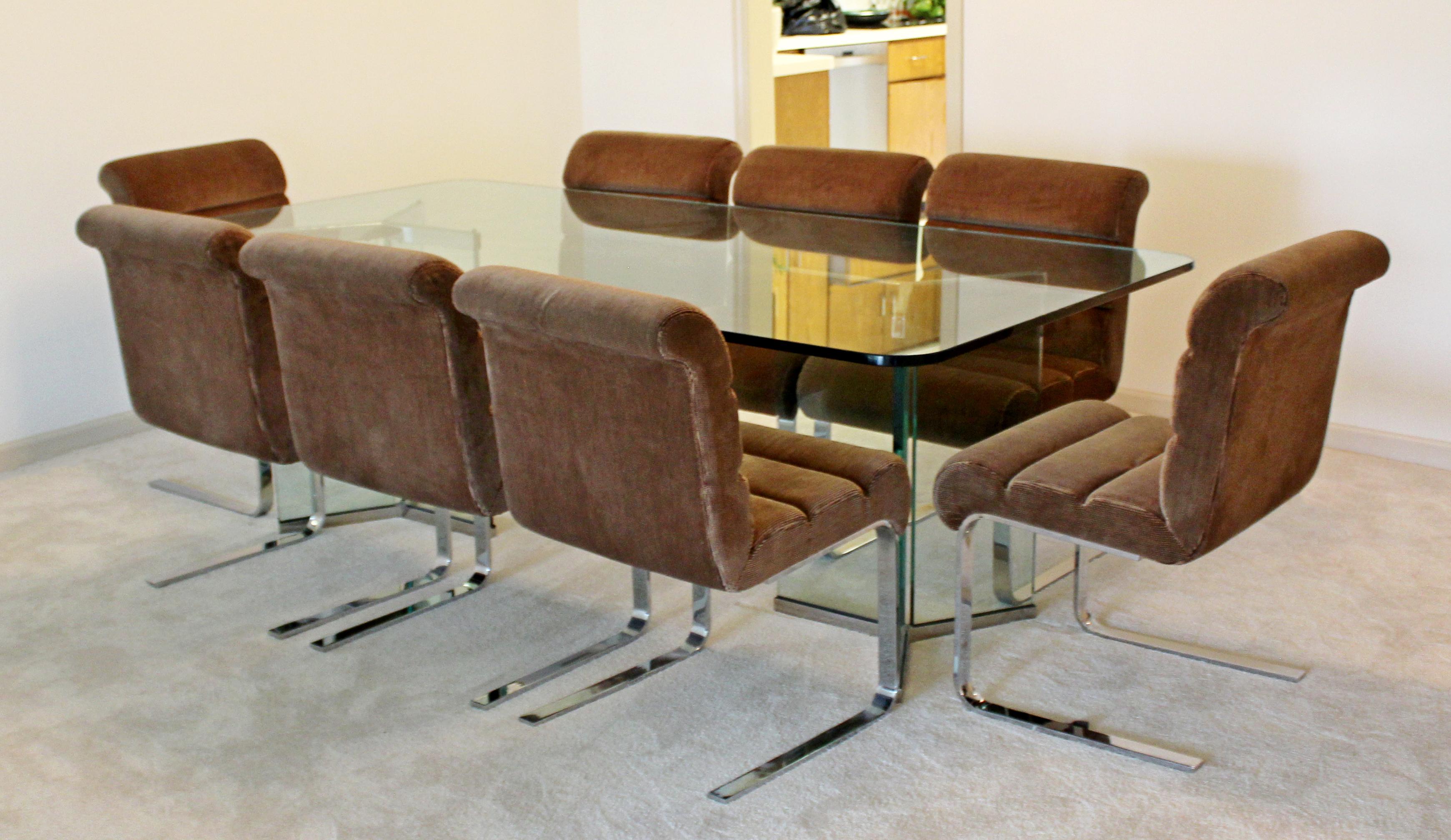 Mid-Century Modern 8 Chrome Cantilever Dining Chairs Mariani for Pace, Italy 6