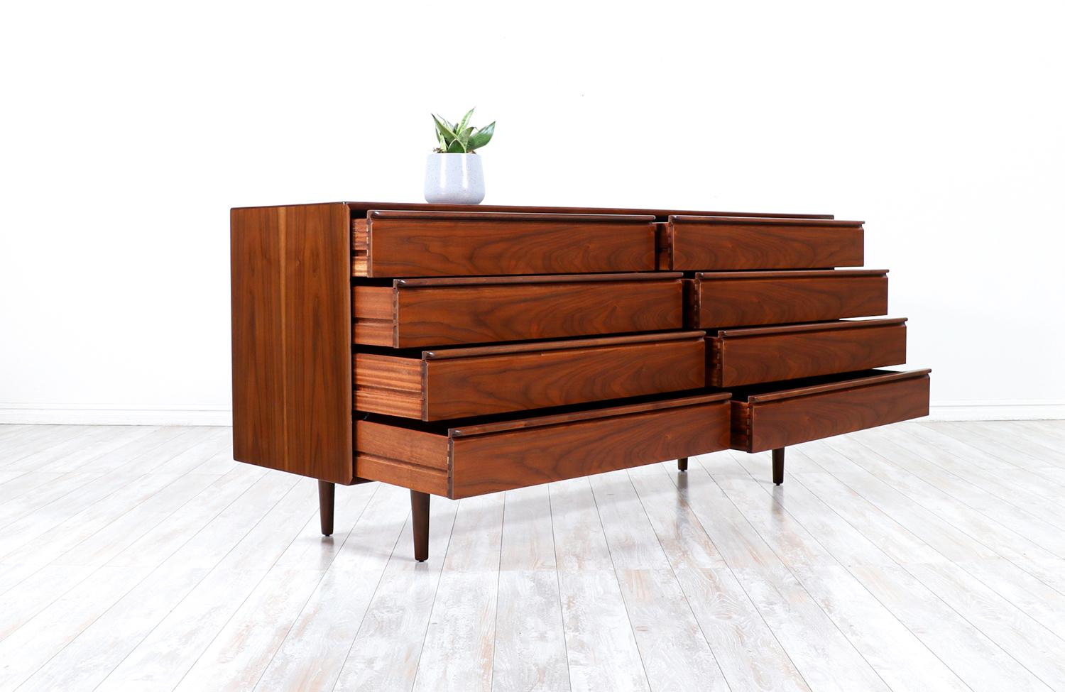 Norwegian Mid-Century Modern 8-Drawer Walnut Dresser by Westnofa