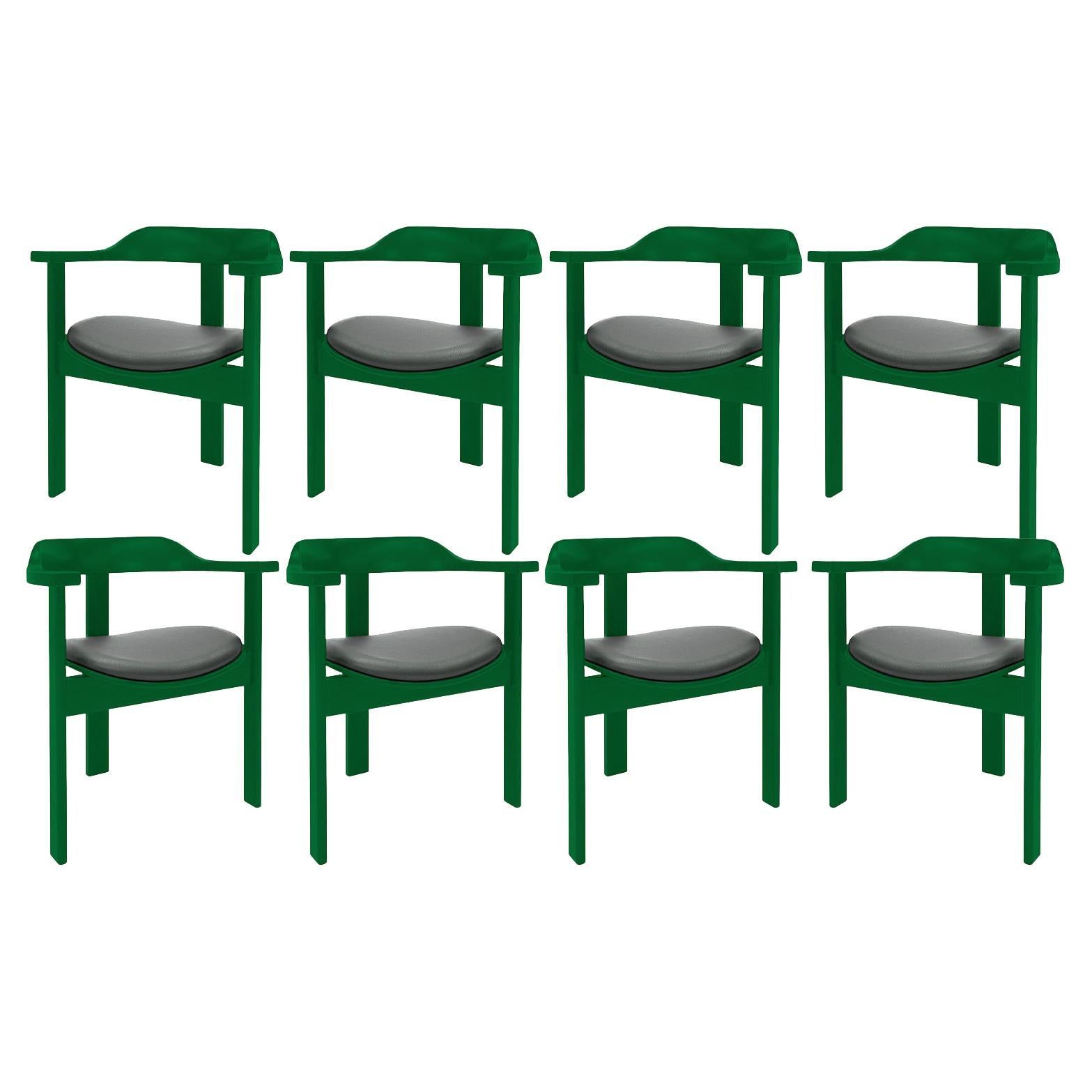 8 chaises Haussmann vertes modernes du milieu du siècle dernier, Robert & Trix Haussmann, Design 1964