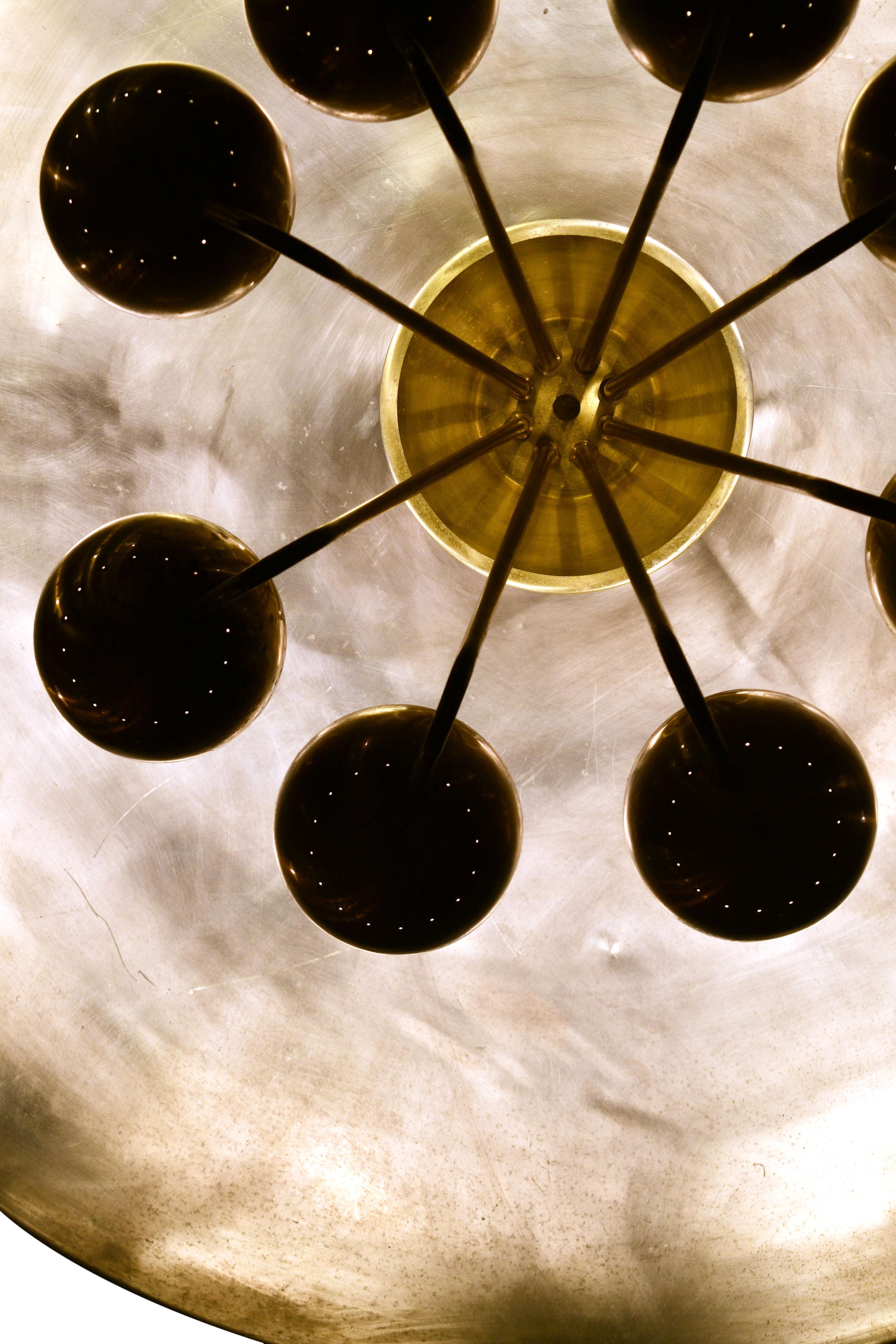 Mid-Century Modern 8-Light Chandelier with Massive Reflector Bowl 2