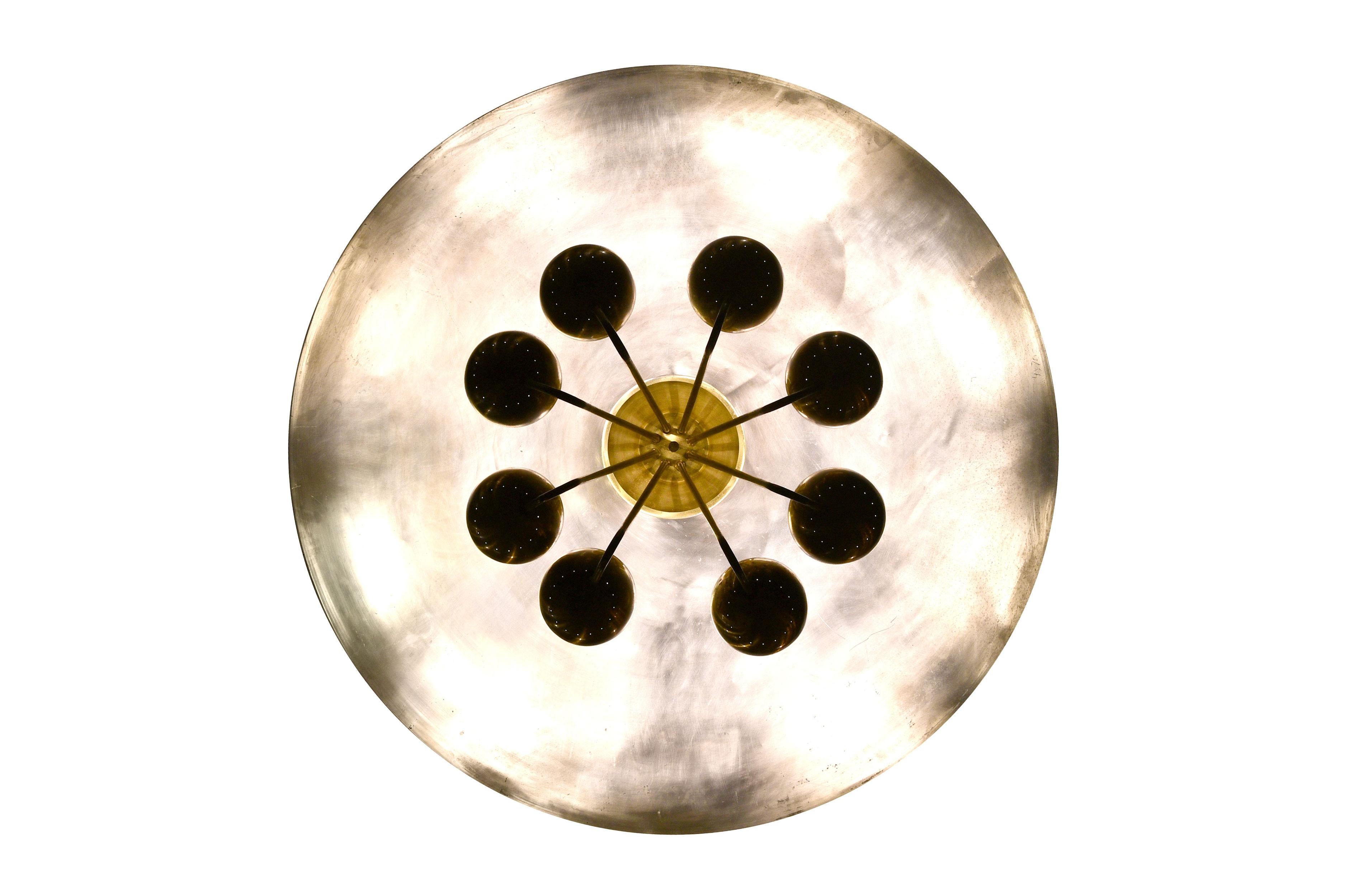 Mid-Century Modern 8-Light Chandelier with Massive Reflector Bowl 3
