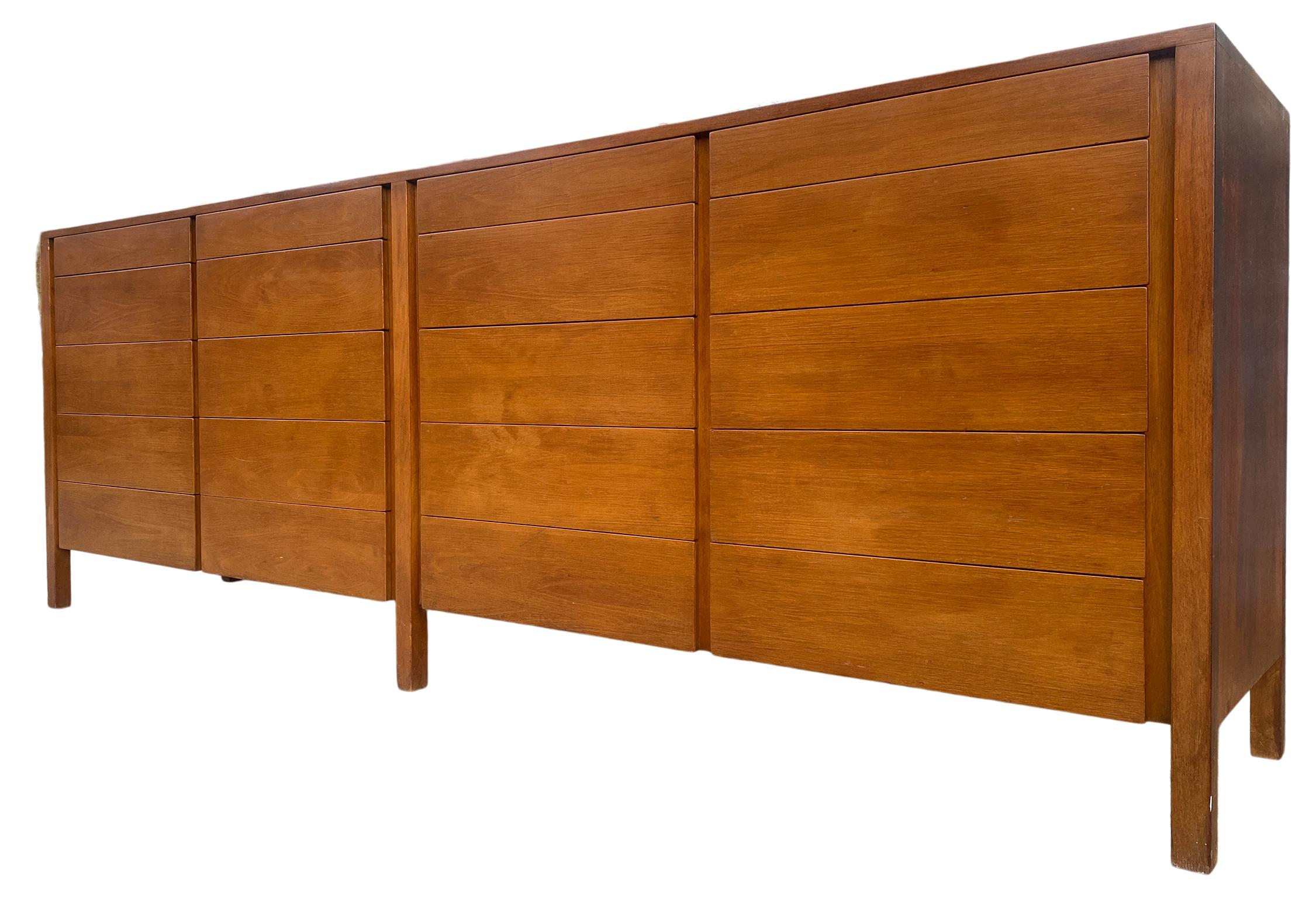 American Mid-Century Modern Credenza Dresser with 20 Drawers Custom Made
