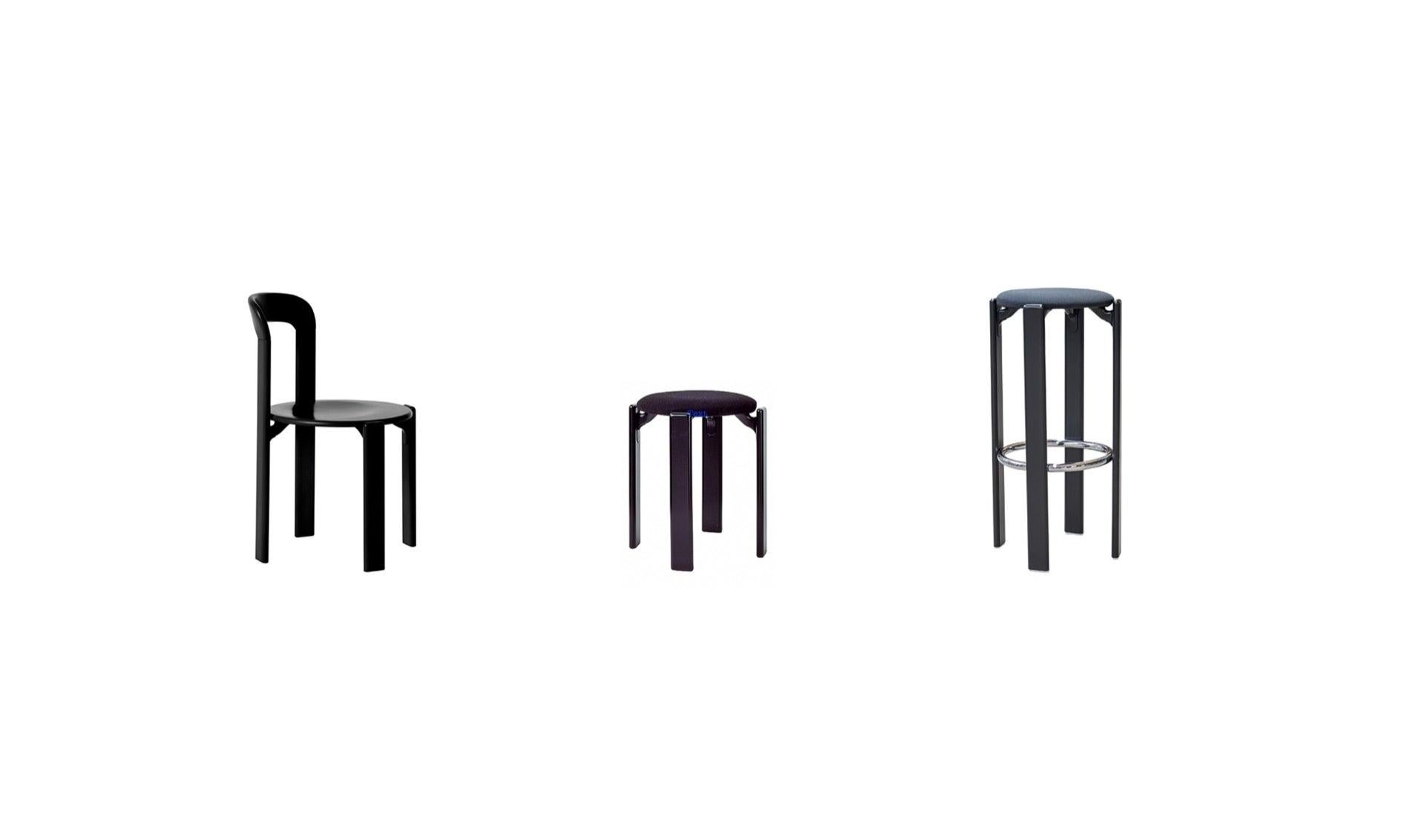 Contemporary Mid-Century Modern, 8 Rey Chairs by Bruno Rey, Color Vintage Walnut, Design 1971