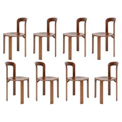 Mid-Century Modern, 8 Rey Chairs, Color Vintage Chestnut, Bruno Rey Design 1971
