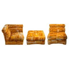 Mid Century Modern 8pc Modular Lenor Larsen Style Orange Sofa Sectional