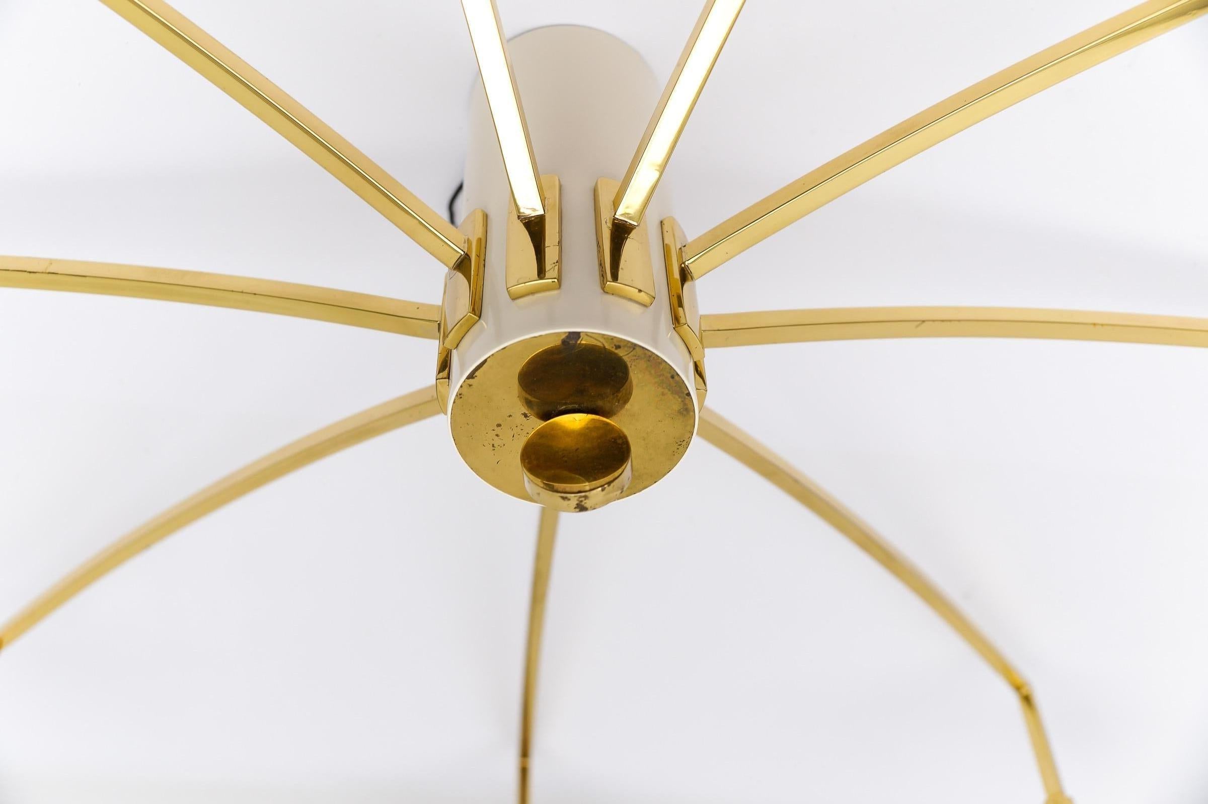 Lampada Sputnik Modern a 9 bracci in ottone e vetro, 1950 in vendita 6