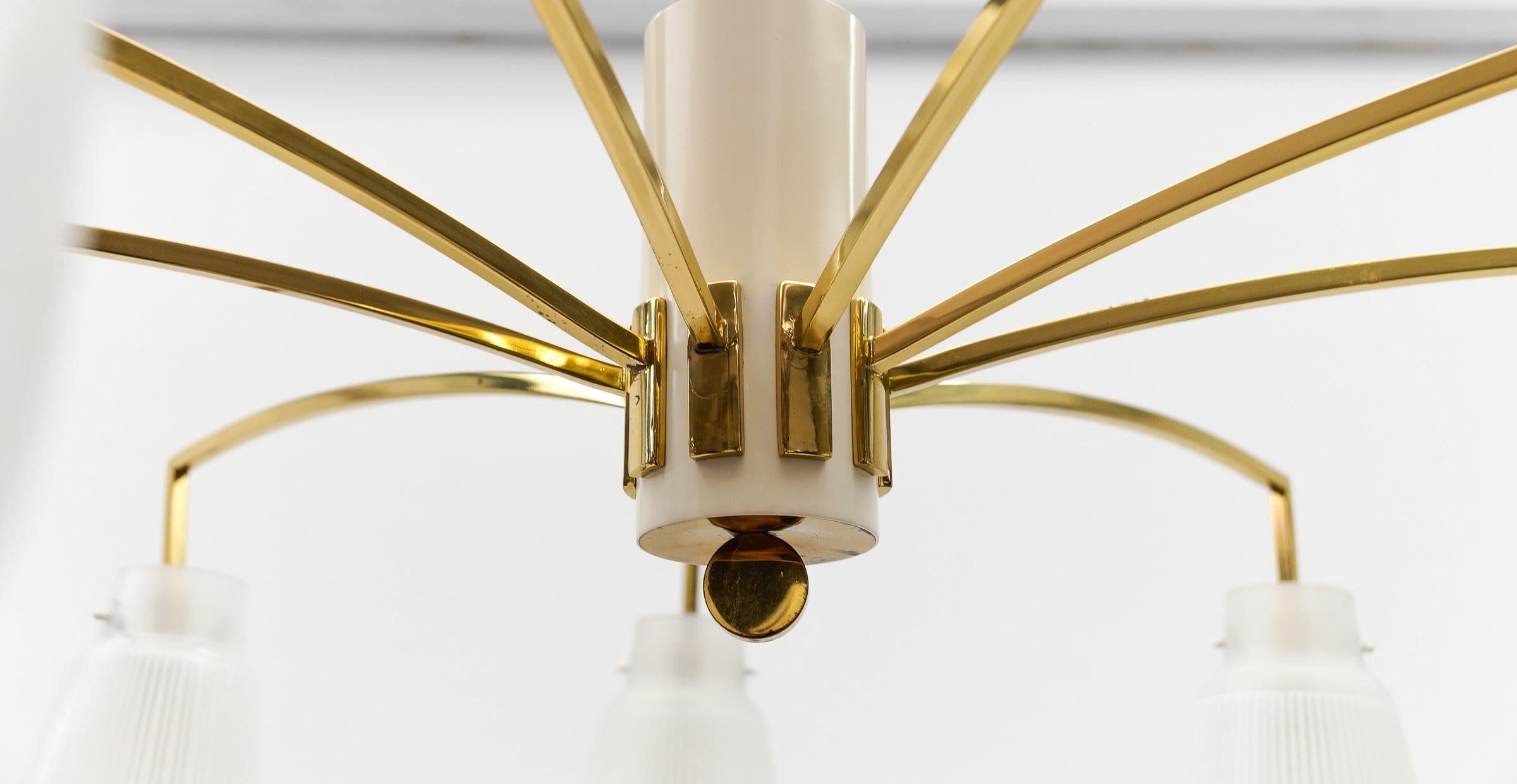 Lampada Sputnik Modern a 9 bracci in ottone e vetro, 1950 in vendita 1