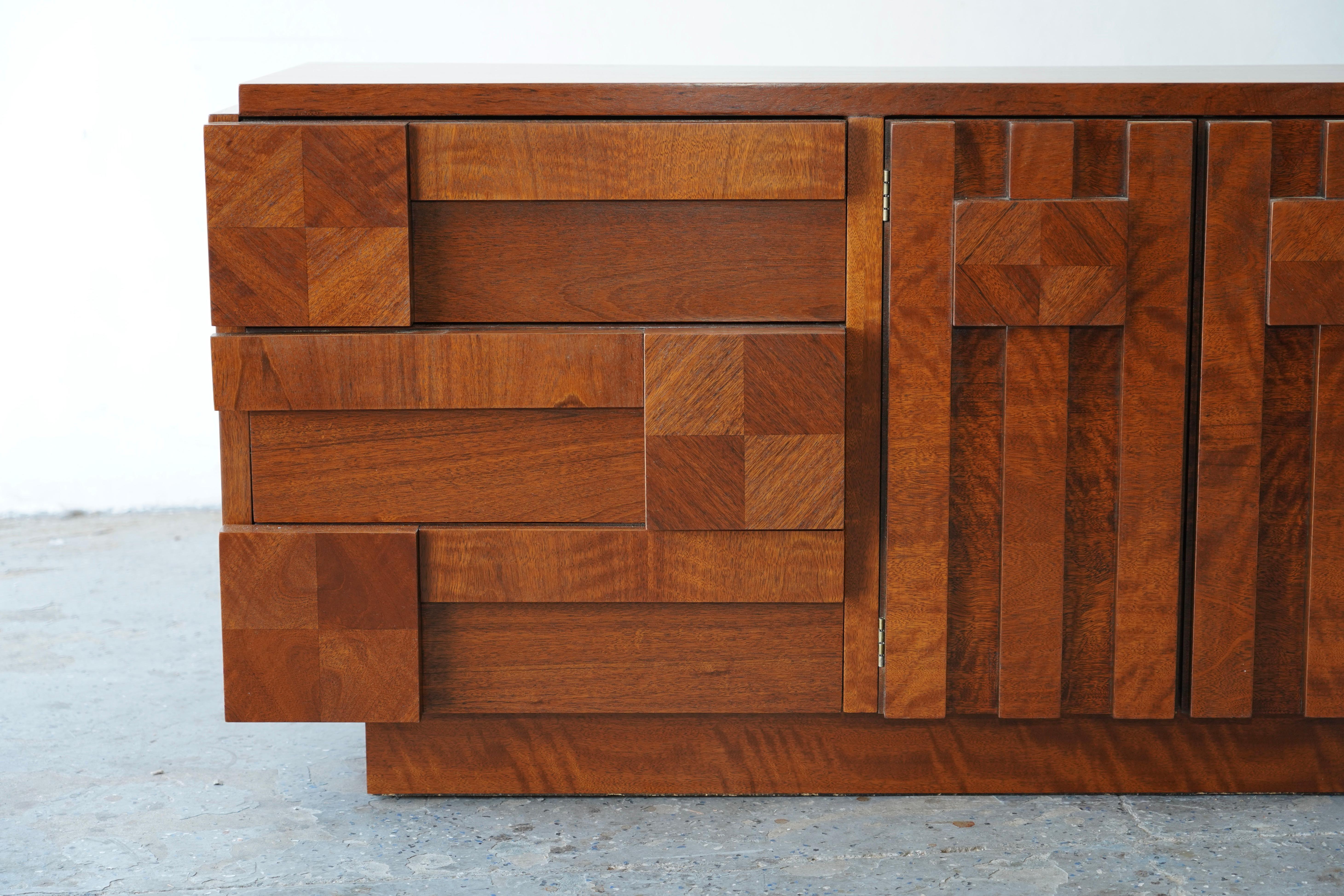 Brutalist Mid Century Modern 9 Drawer Dresser/Credenza/Media Center Staccato Lane.