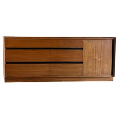 Mid century modern 9 drawer Walnut credenza with cabinet door