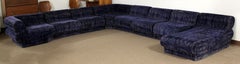 Mid-Century Modern 9-Piece Modular Serpentine Preview Blue Velvet Sectional Sofa