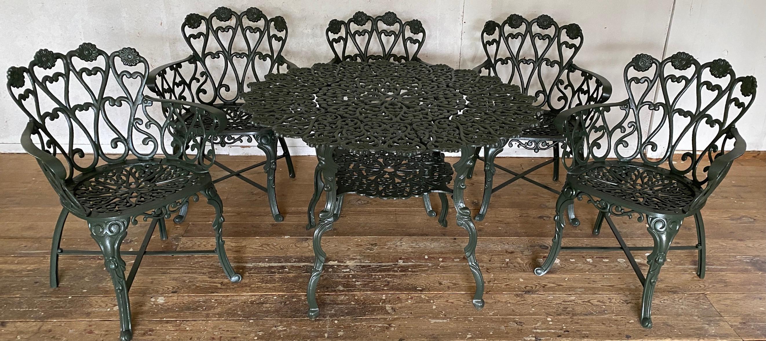Américain Table de salle à manger de jardin 9 pièces et 8 chaises de style moderne du milieu du siècle dernier en vente
