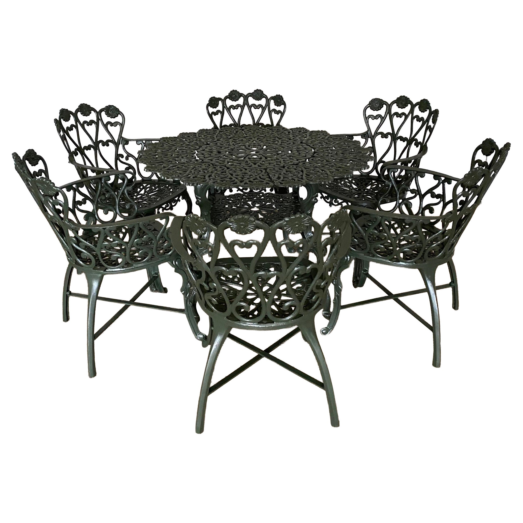 Mid-Century Modern 9-Piece Garden Dining Table and 8 Chairs