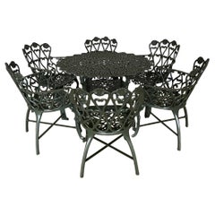 Mid-Century Modern 9-Piece Garden Dining Table and 8 Chairs