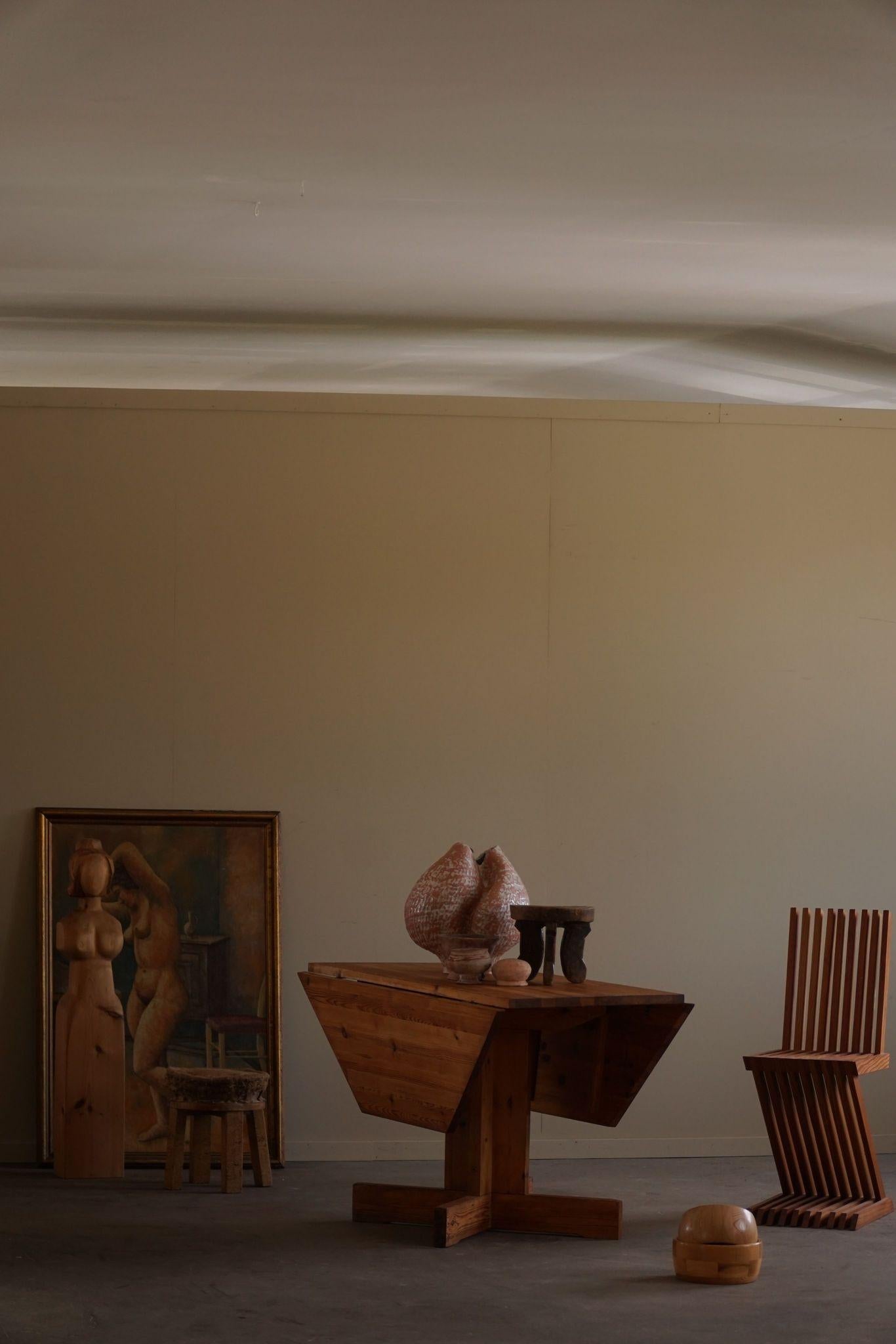 Hand-Crafted Mid Century Modern, A Asymmetric Swedish Folding / Flip Table in Pine, 1950s