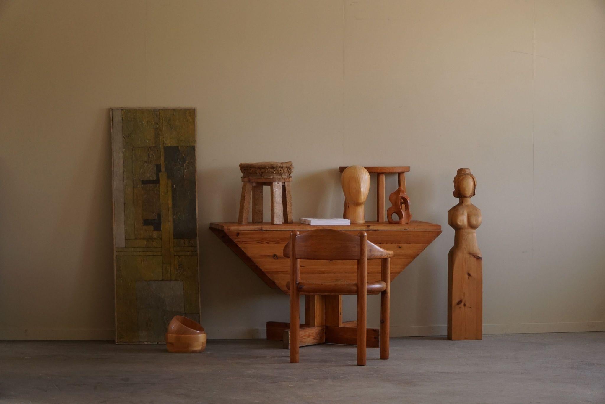 Mid Century Modern, A Asymmetric Swedish Folding / Flip Table in Pine, 1950s In Fair Condition In Odense, DK