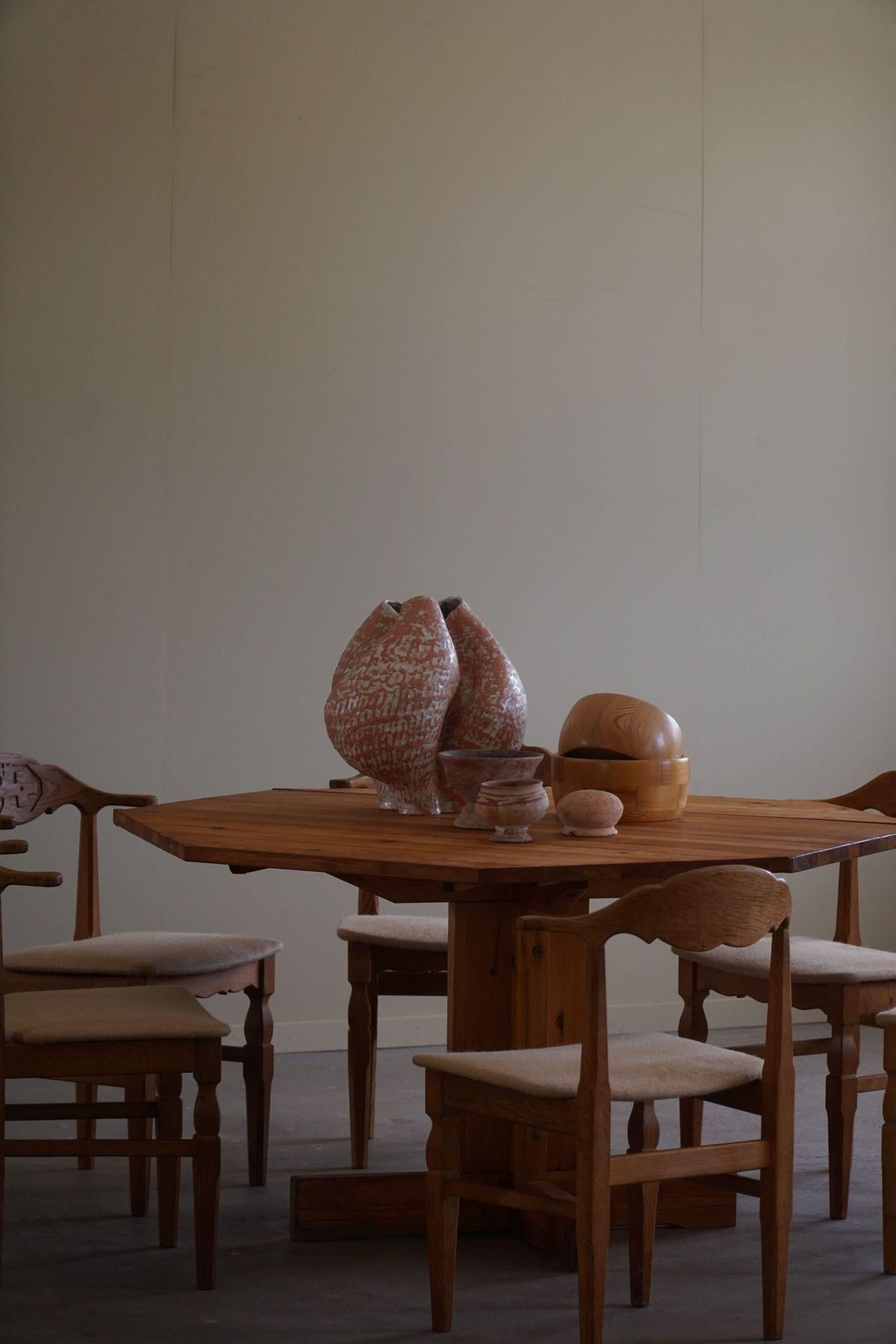 20th Century Mid Century Modern, A Asymmetric Swedish Folding / Flip Table in Pine, 1950s