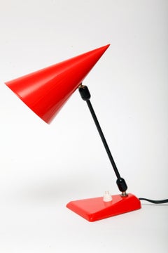 Mid-Century Modern a Little Red Desk Lamp, Poland, 1970s
