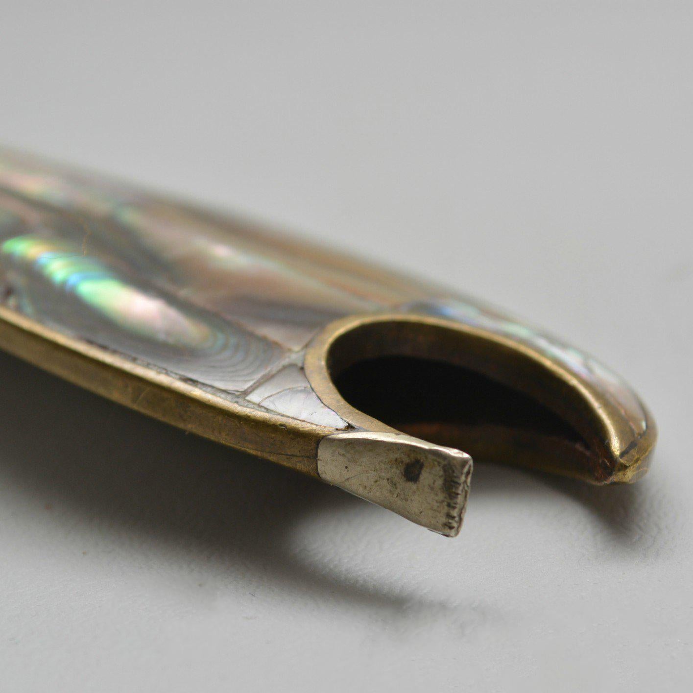 Late 20th Century Mid-Century Modern Abalone and Brass Fish Bottle Opener Los Castillo Style