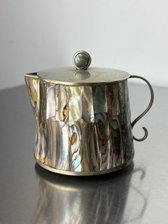 Mid-Century Modern Abalone Shell Jar, Alpaca, Mexico, 1970s Art