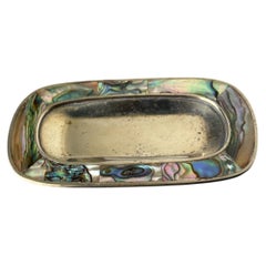 Mid-Century Modern Abalone Tray, Alpaca Metal, Mexico, Circa 1970