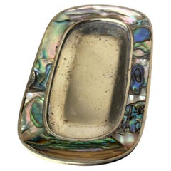 Mid-Century Modern Abalone Tray, Alpaca Metal, Mexico, Circa 1970
