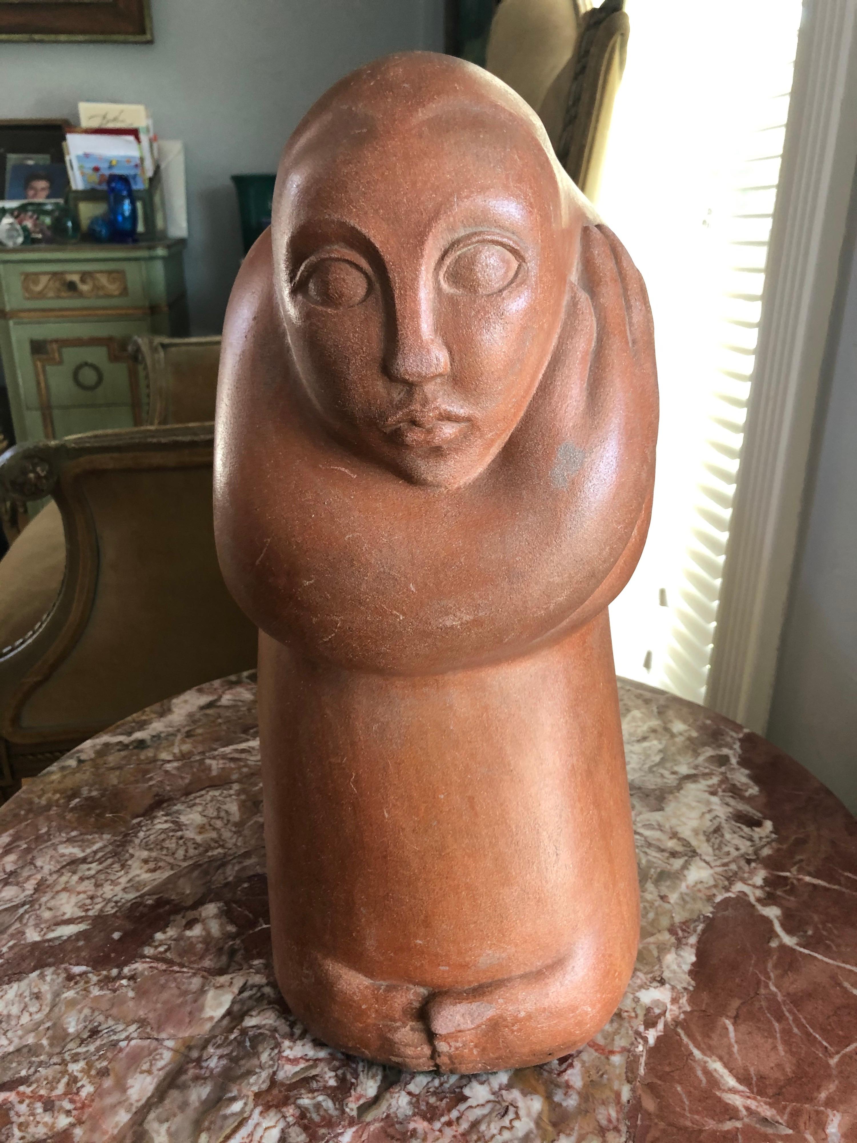 Folk Art Mid-Century Modern Abstract Statue of a Woman