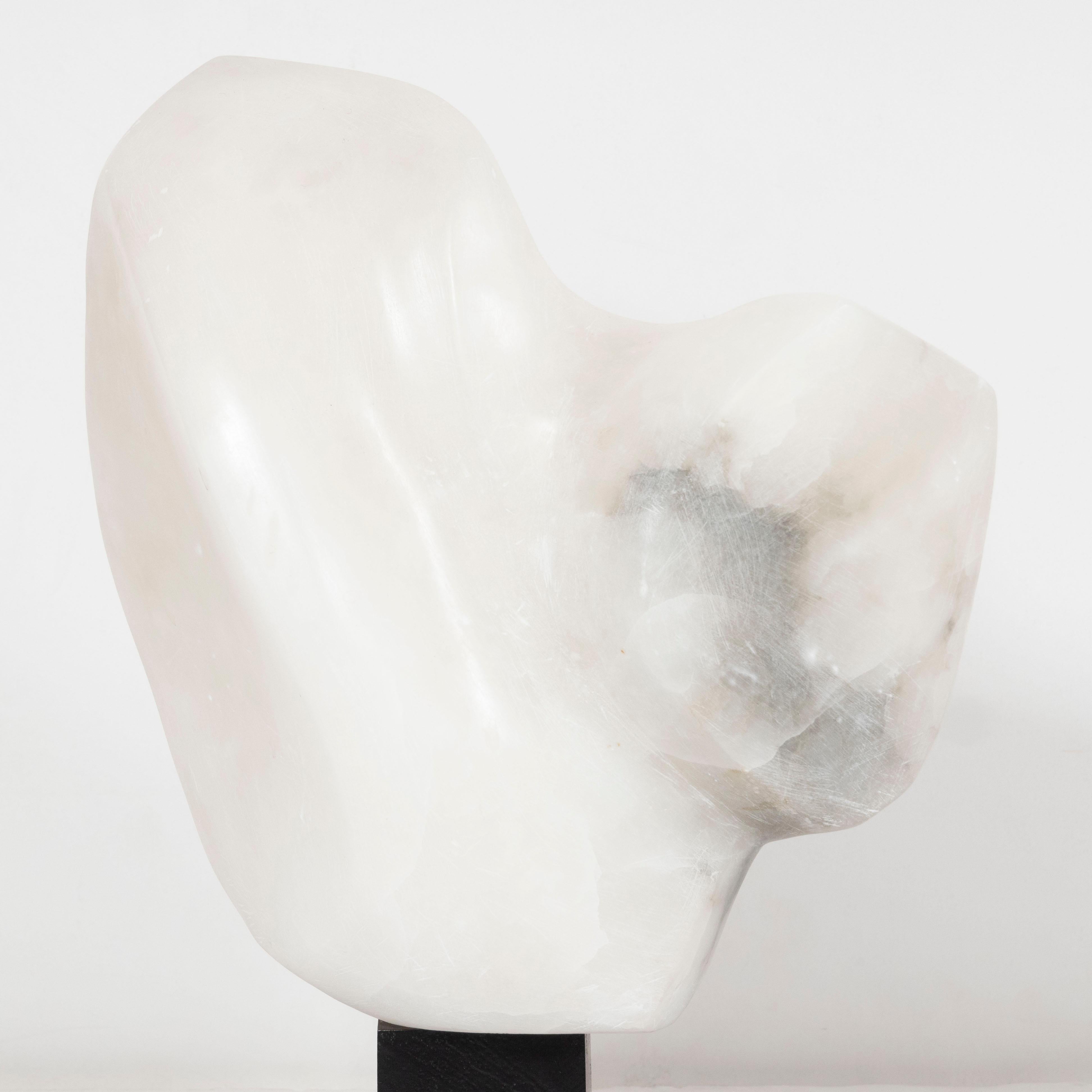 Mid-Century Modern Abstract Amorphic Marble Sculpture on Enamel Steel Base In Excellent Condition In New York, NY