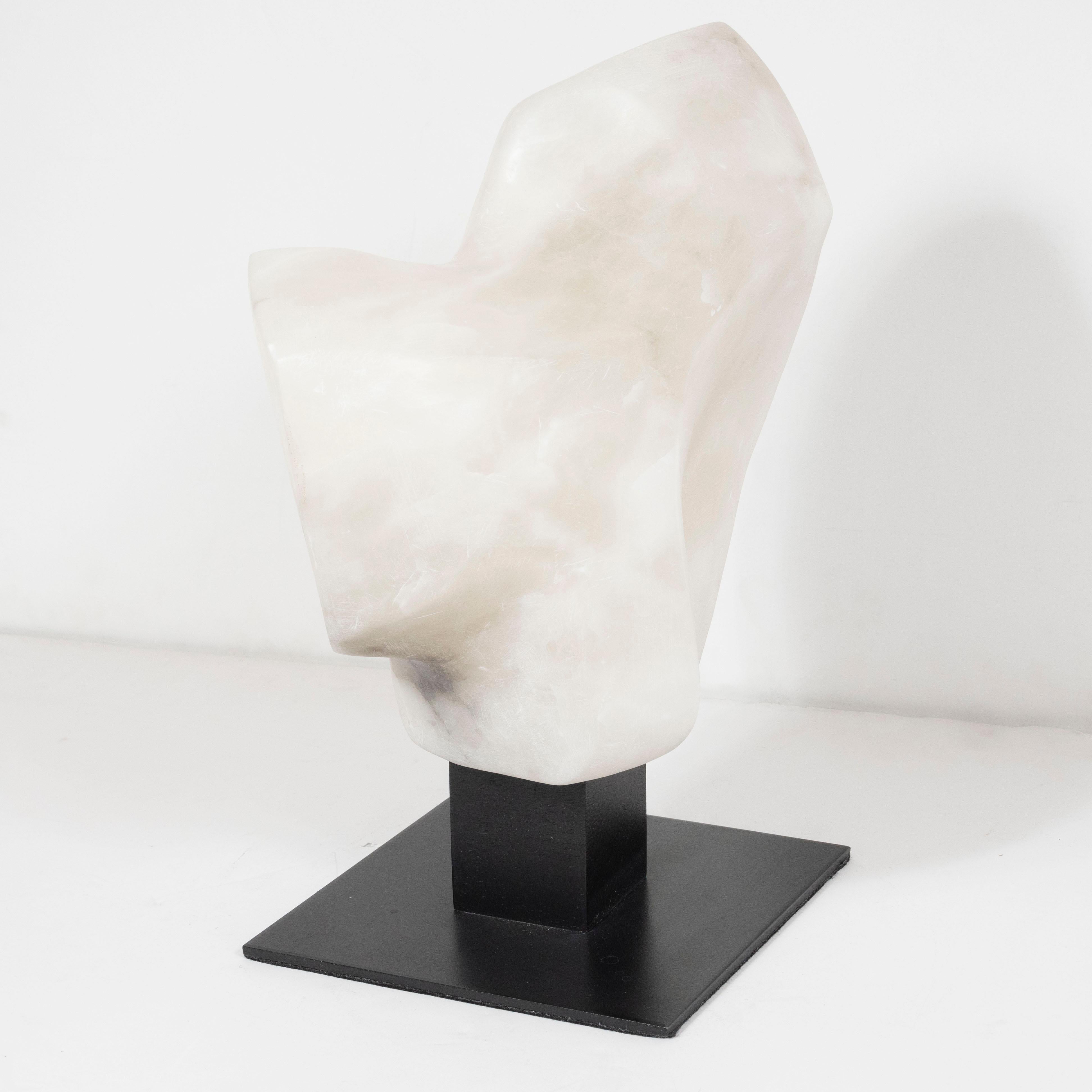 Mid-Century Modern Abstract Amorphic Marble Sculpture on Enamel Steel Base 1