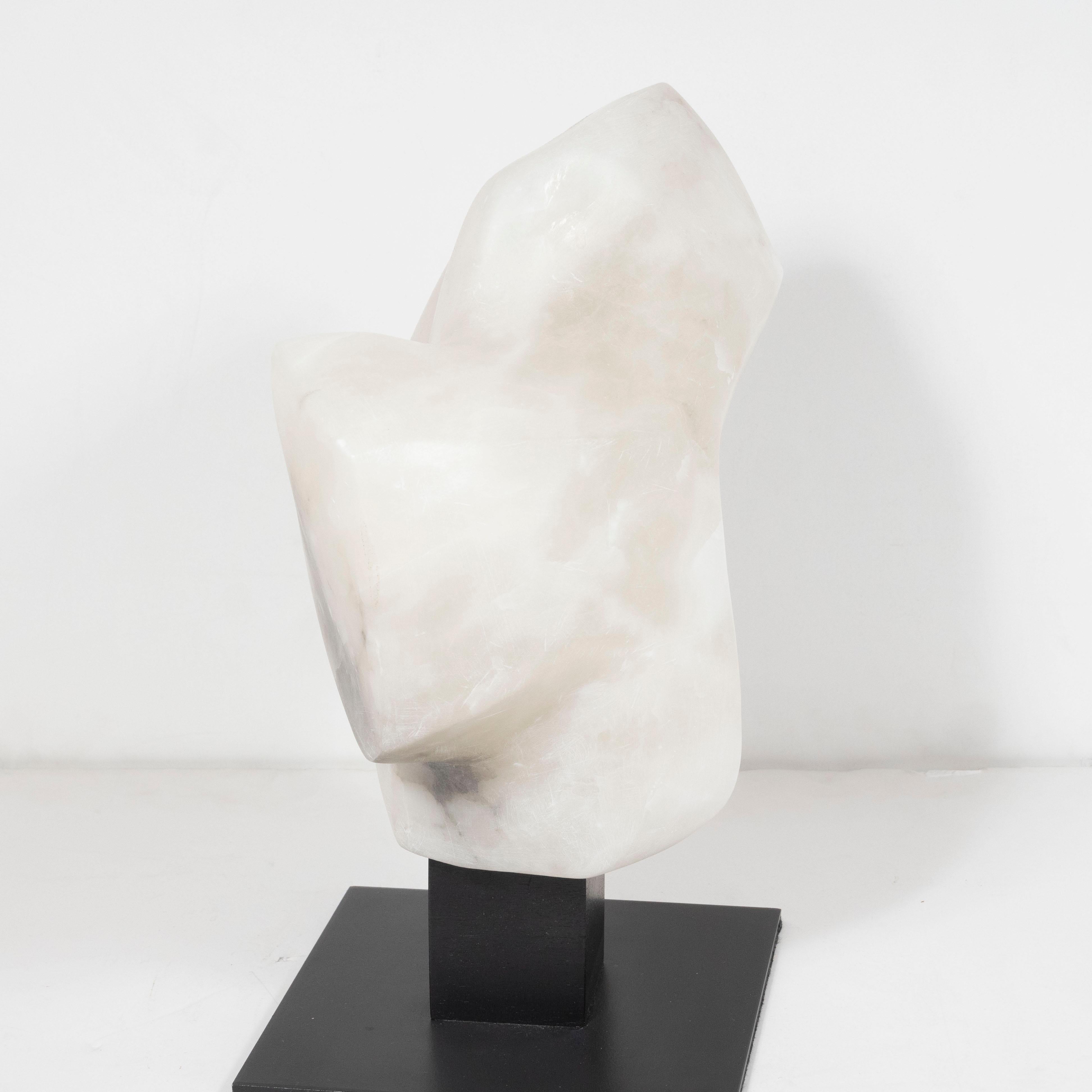 Mid-Century Modern Abstract Amorphic Marble Sculpture on Enamel Steel Base 2