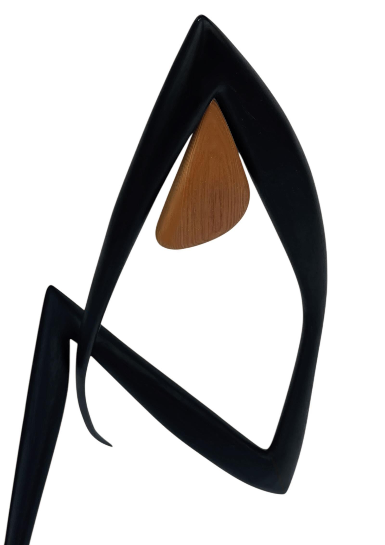 American Mid-Century Modern Abstract Art Deco Table or Floor Sculpture in Mixed Woods For Sale