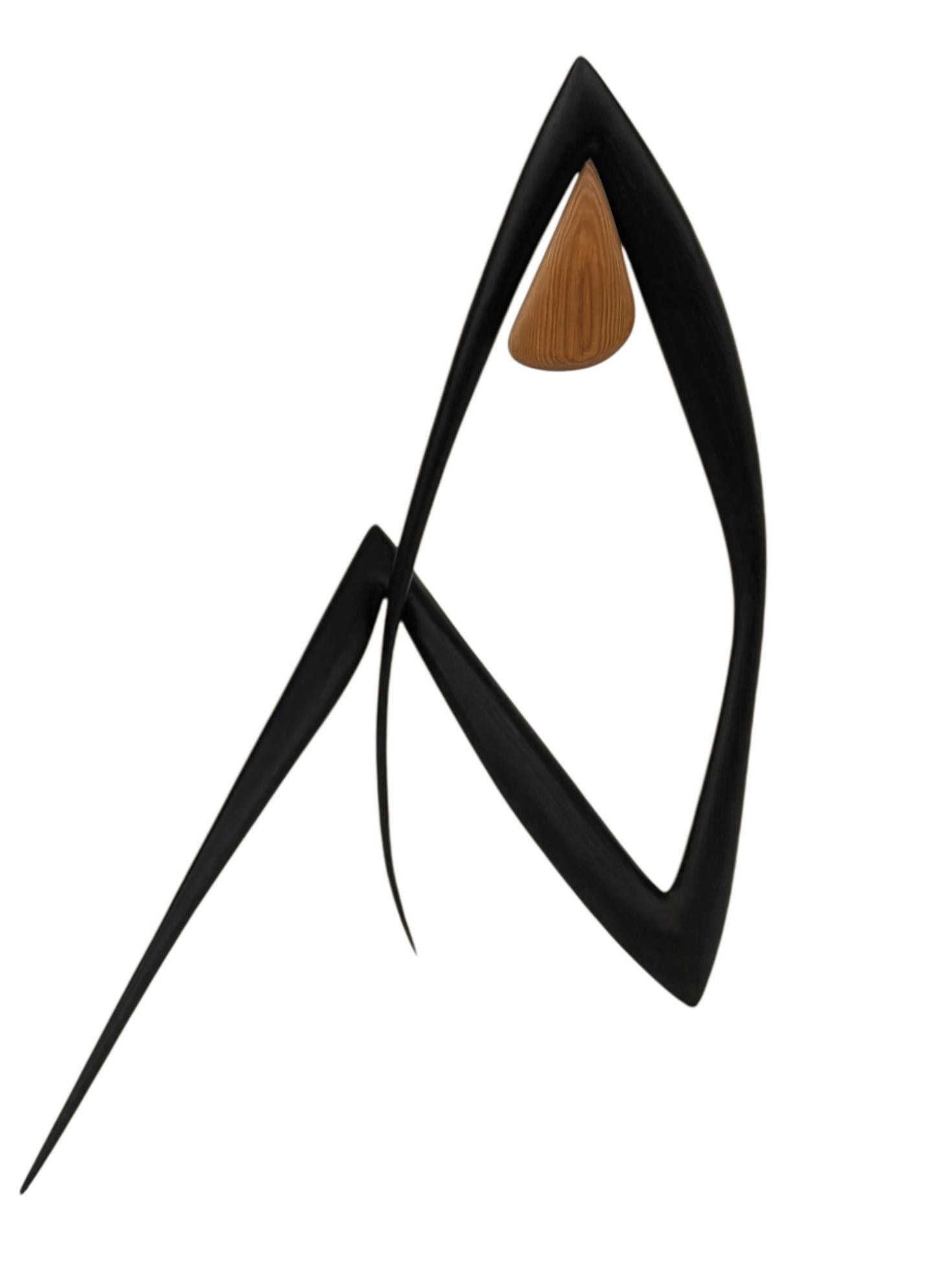 Late 20th Century Mid-Century Modern Abstract Art Deco Table or Floor Sculpture in Mixed Woods For Sale