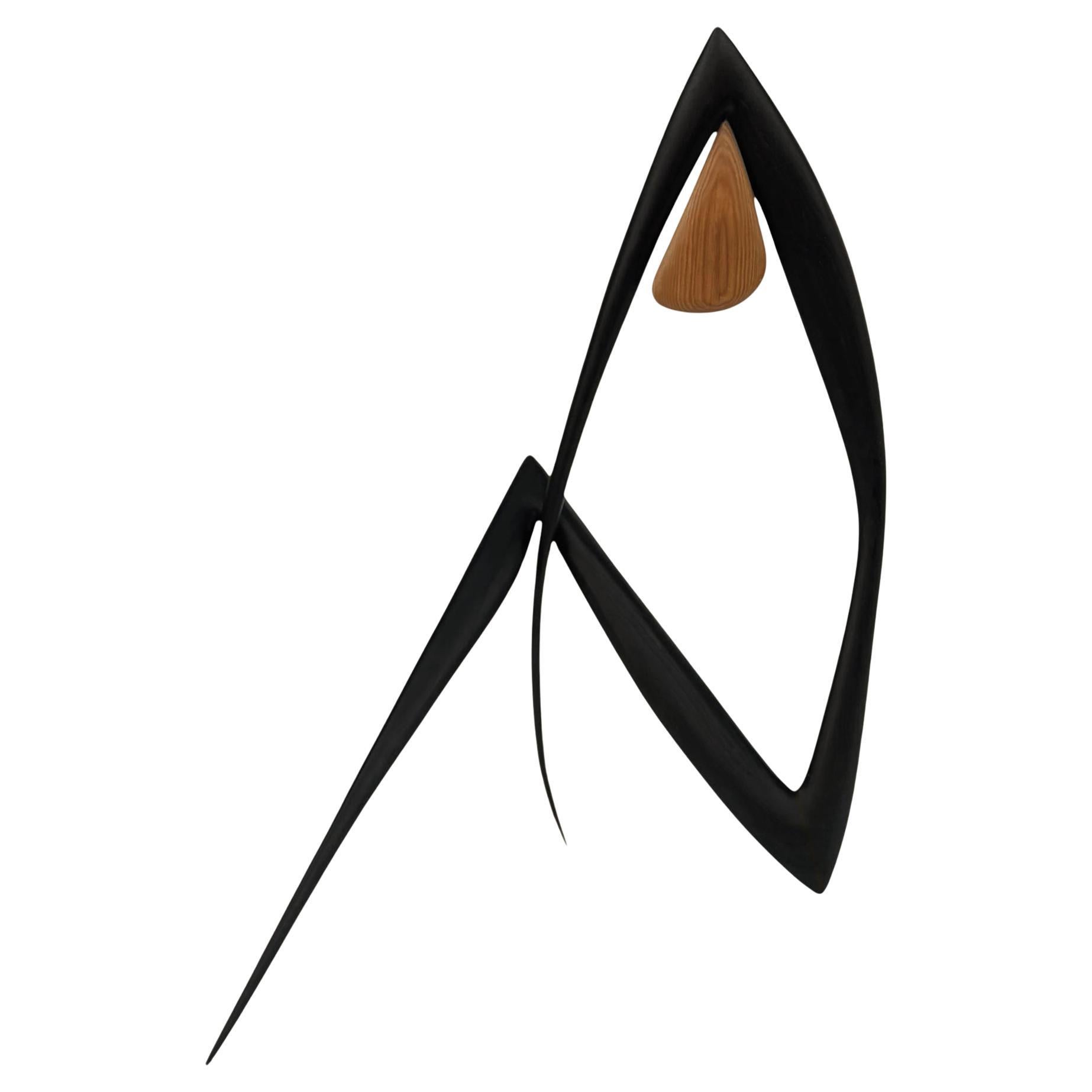 Mid-Century Modern Abstract Art Deco Table or Floor Sculpture in Mixed Woods For Sale