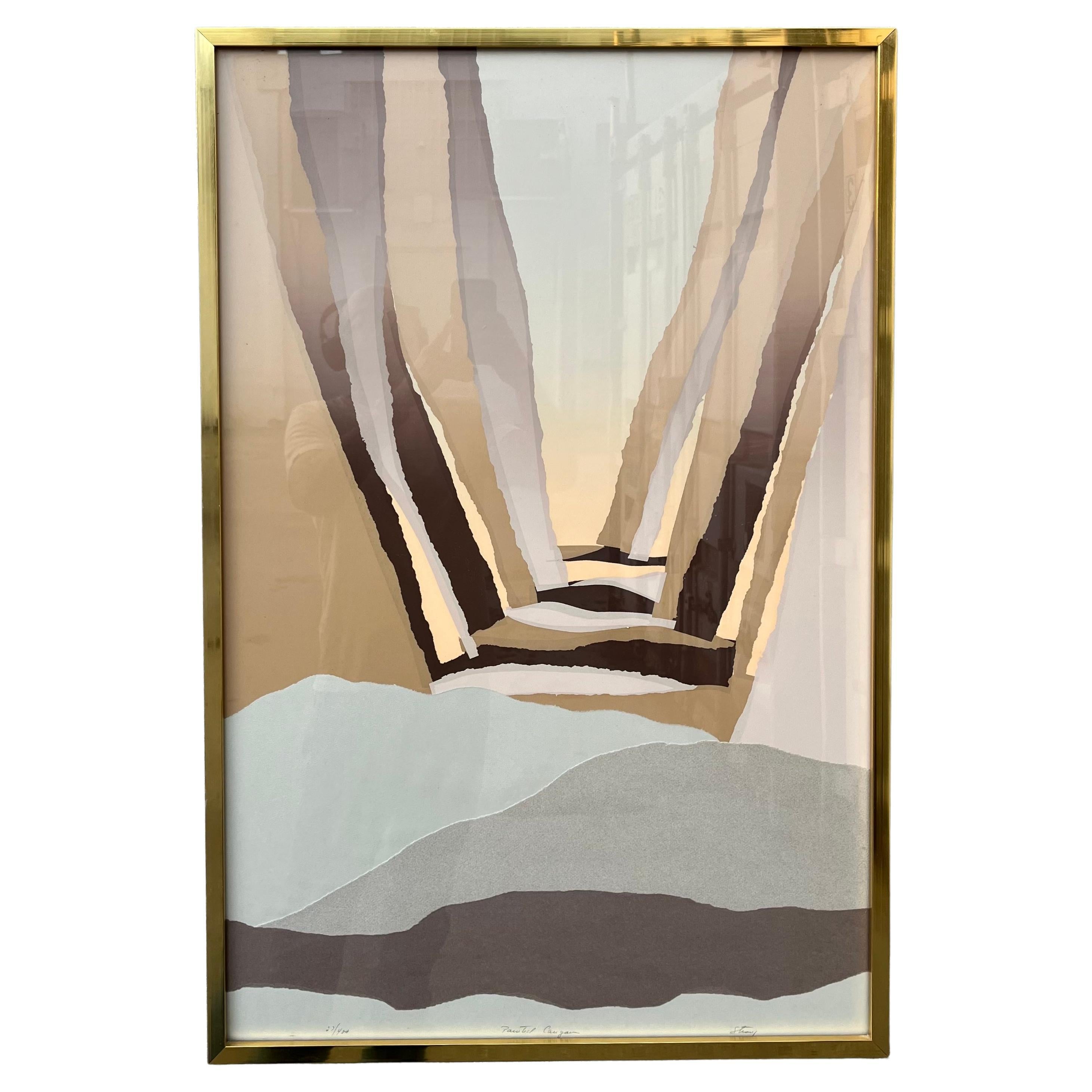 Média d'art abstrait moderne du milieu du siècle dernier de l'artiste américain Harris Strong. C Années 1970