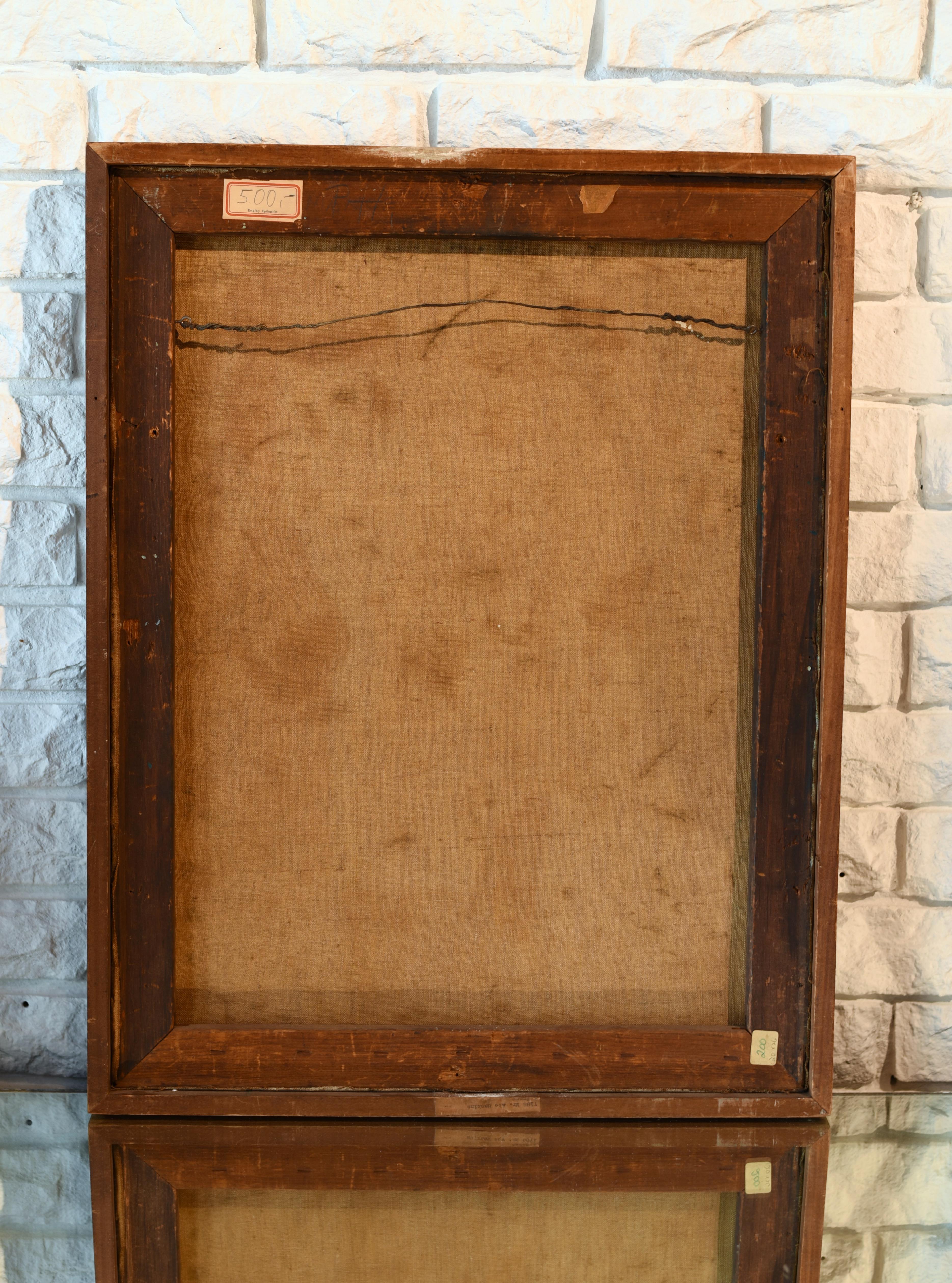 Pittura di una coppia di uccelli.  

Firmato con un monogramma.  

piccoli punti di perdita