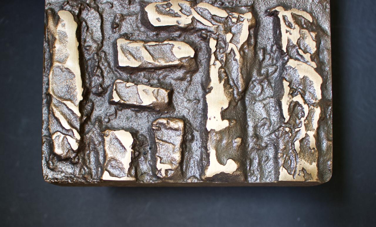 Cast Mid-Century Modern Abstract Bronze Door Handle and Escutcheon, European, 1960s