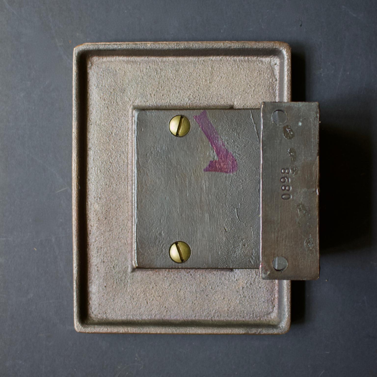 20th Century Mid-Century Modern Abstract Bronze Door Handle and Escutcheon, European, 1960s
