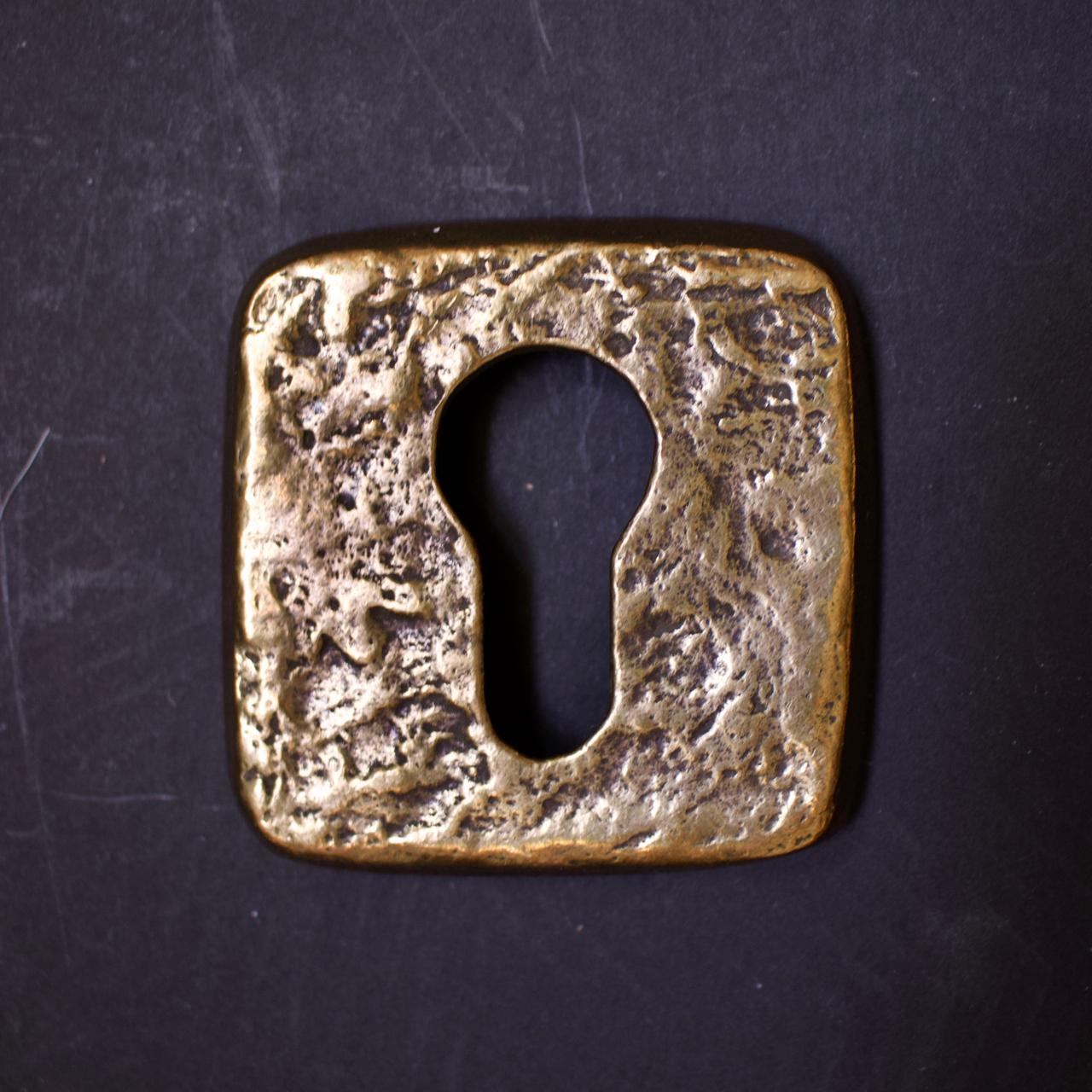 Mid-Century Modern Abstract Bronze Door Handle and Escutcheon, European, 1960s 1