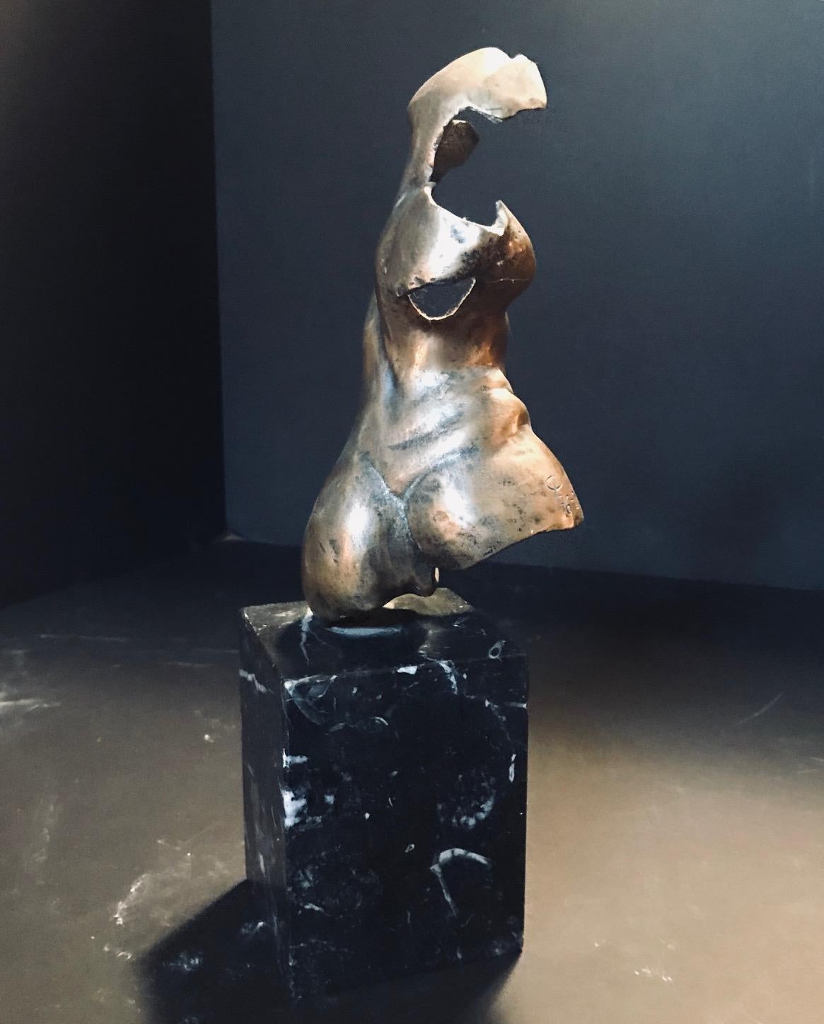 Abstrakte weibliche Torso-Skulptur aus Bronze, Mid-Century Modern (Gegossen) im Angebot