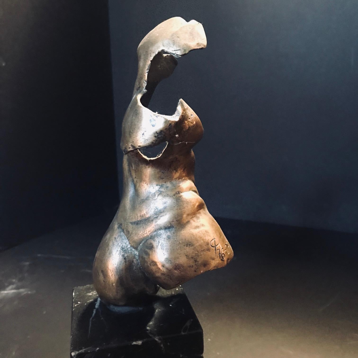 Unknown Mid-Century Modern Abstract Bronze Female Torso Sculpture For Sale