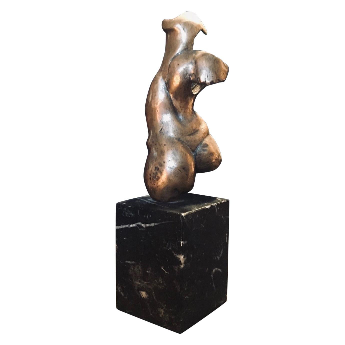 Mid-Century Modern Abstract Bronze Female Torso Sculpture For Sale