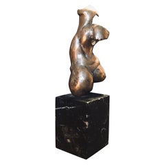 Mid-Century Modern Abstract Bronze Female Torso Sculpture