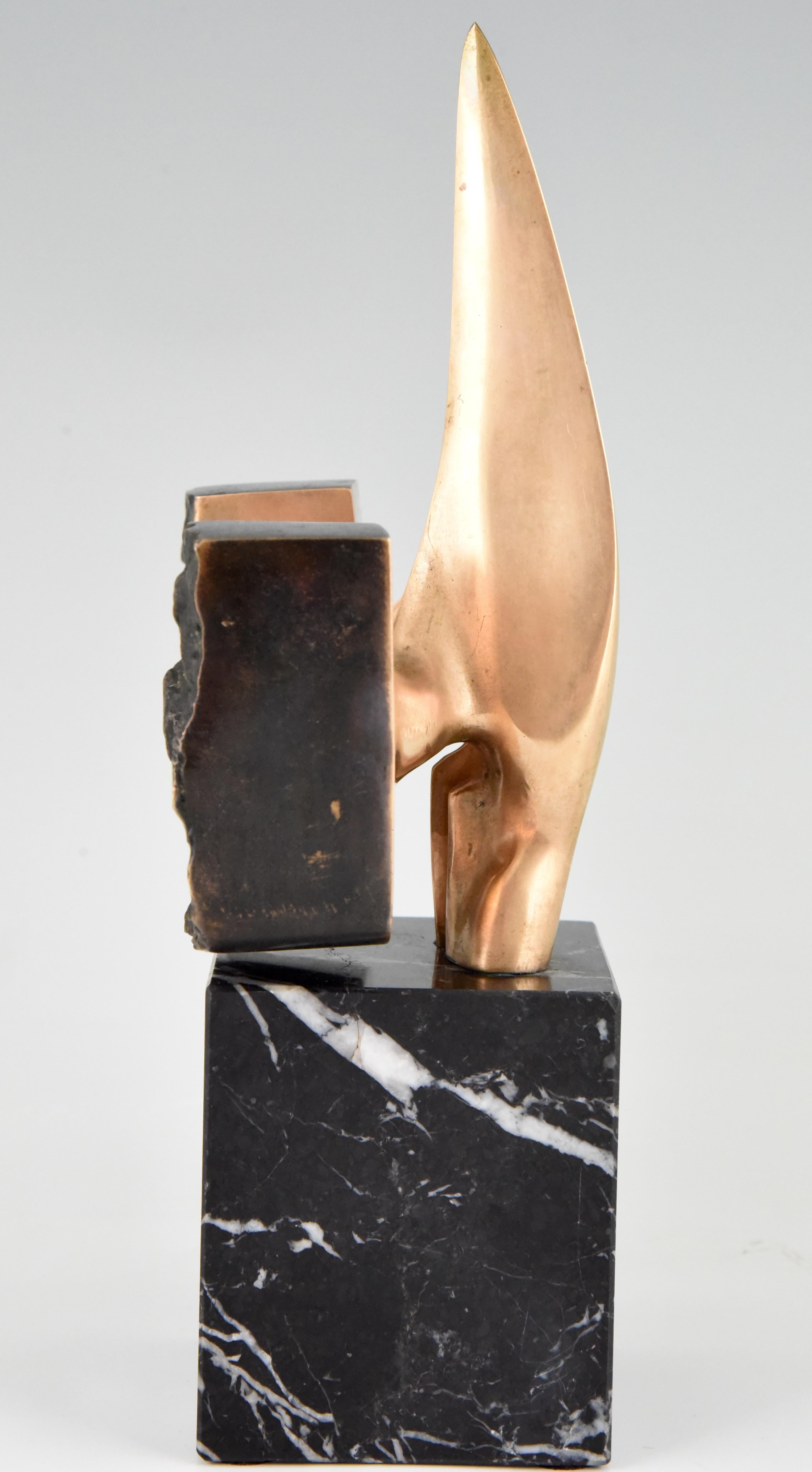 Patinated Mid-Century Modern Abstract Bronze Sculpture, 1970, Pepe Autoais