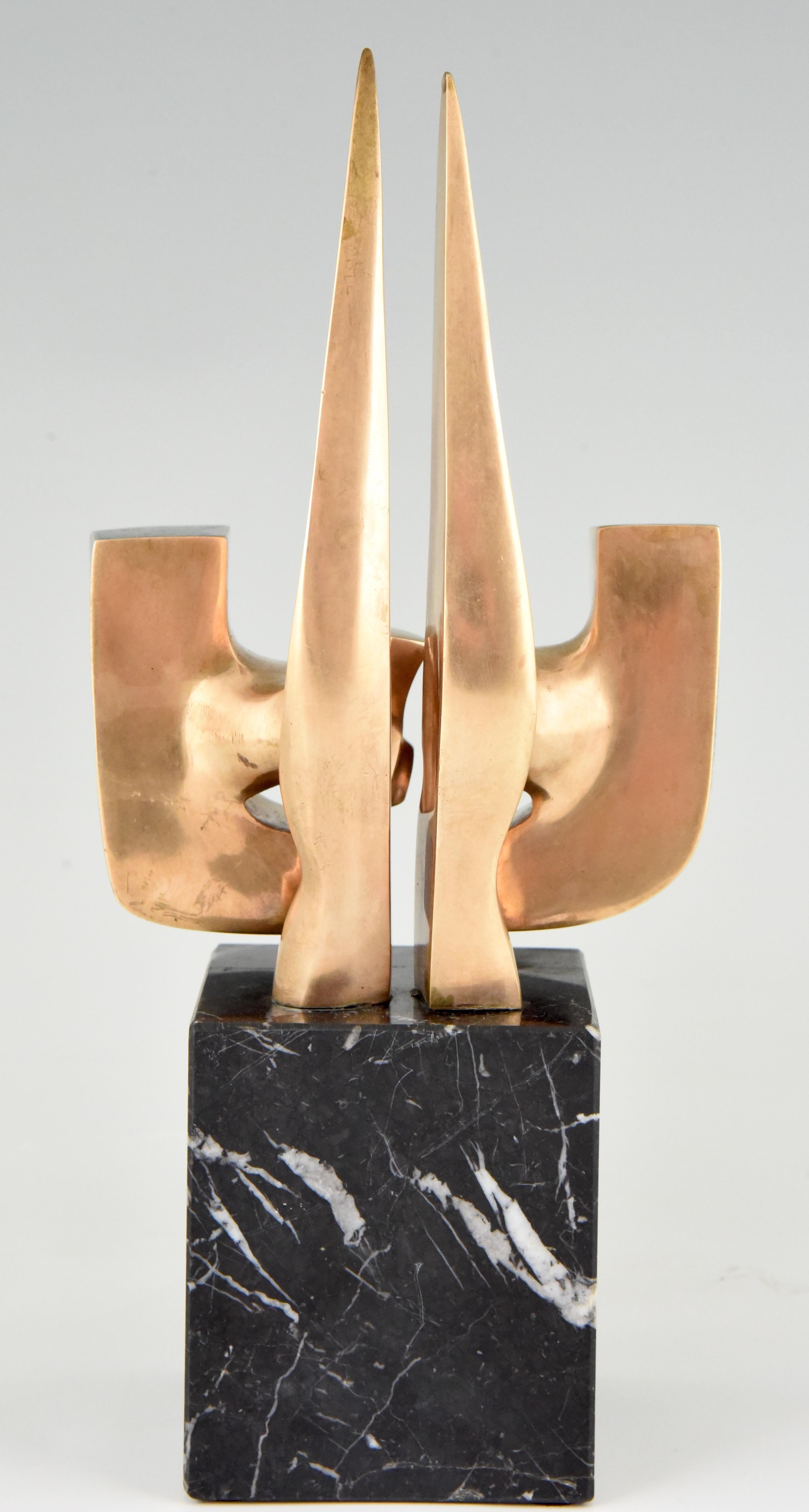 Mid-Century Modern Abstract Bronze Sculpture, 1970, Pepe Autoais In Good Condition In Antwerp, BE