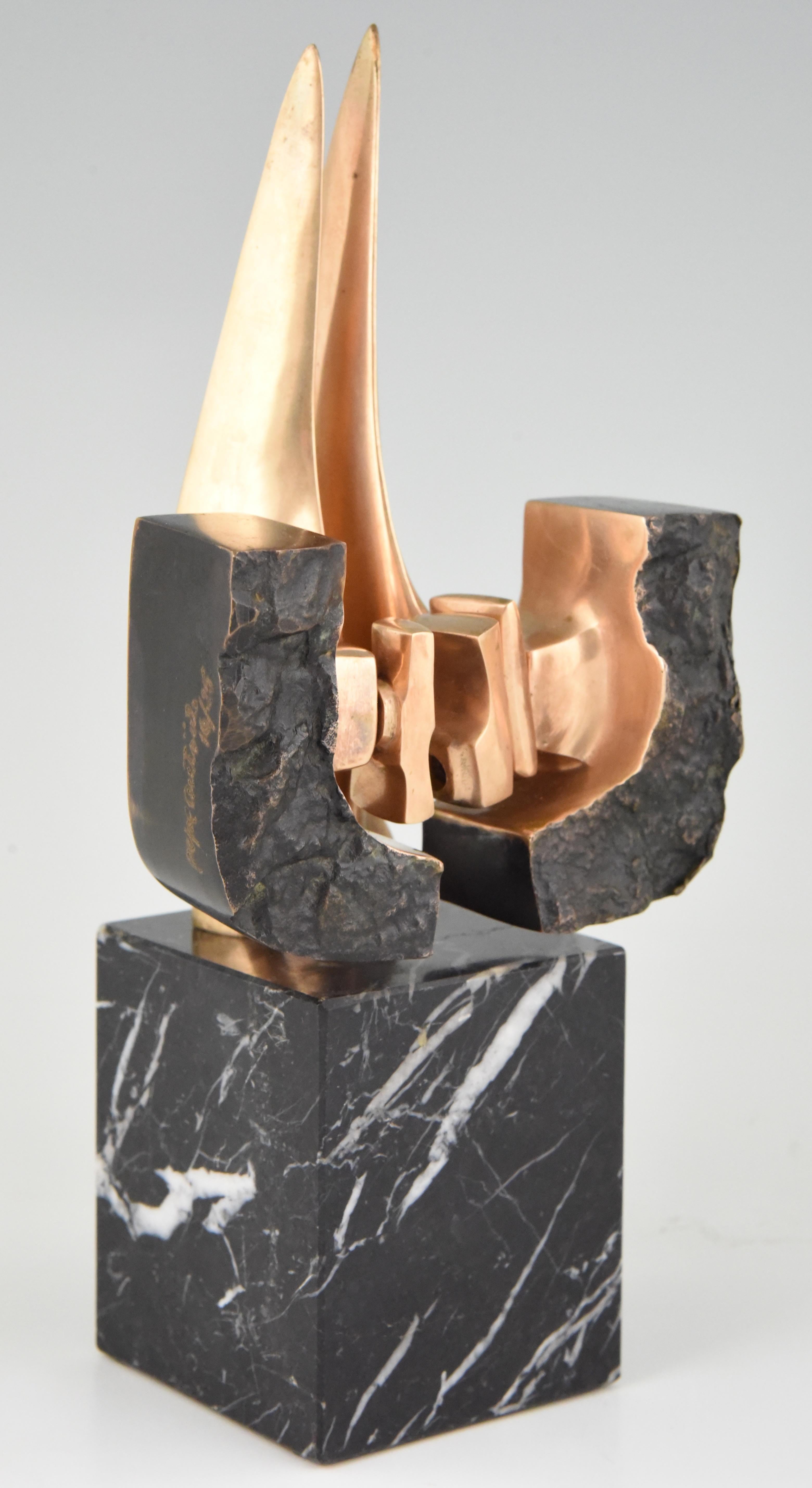 Mid-Century Modern Abstract Bronze Sculpture, 1970, Pepe Autoais 1