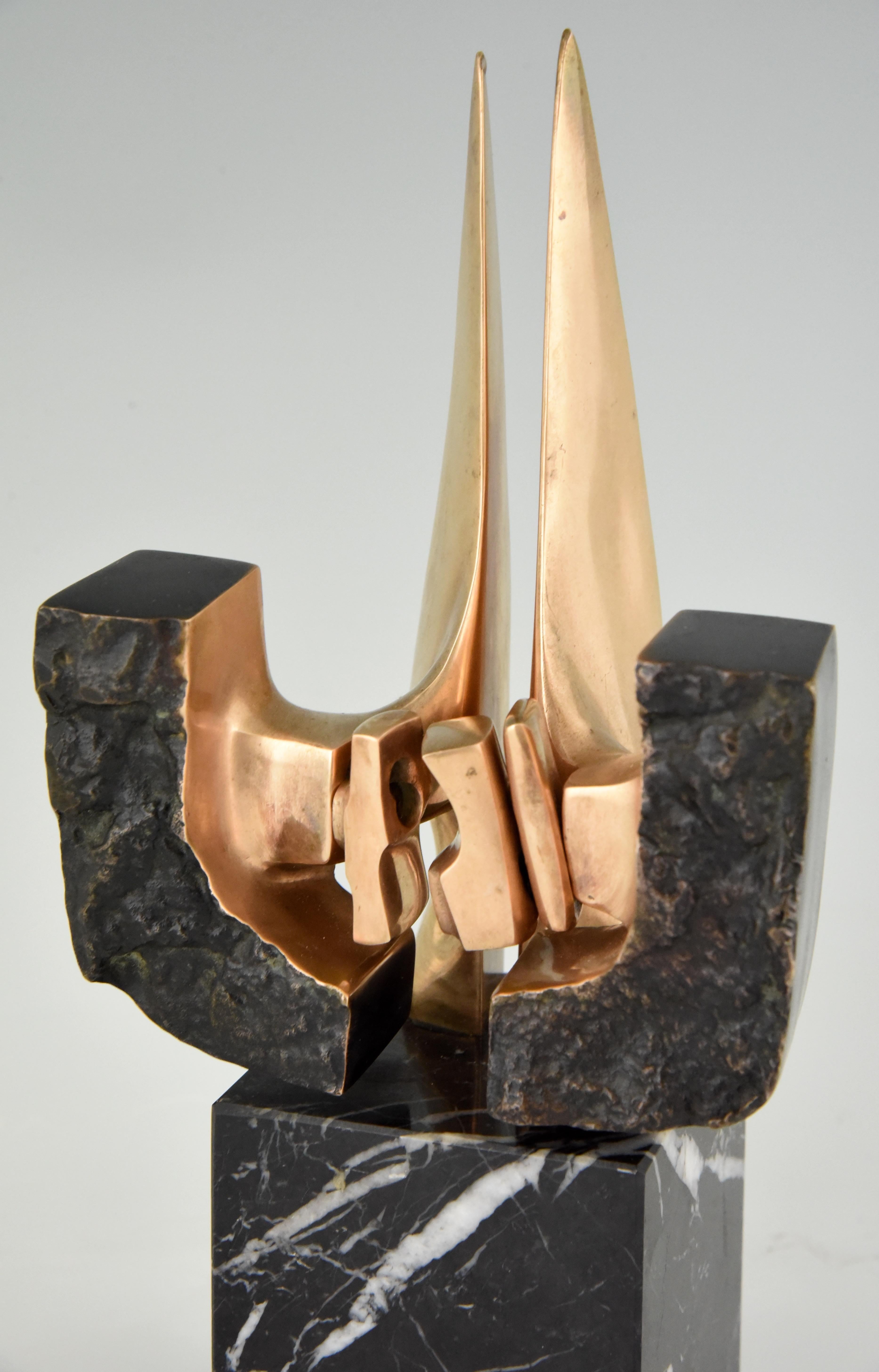 Mid-Century Modern Abstract Bronze Sculpture, 1970, Pepe Autoais 3