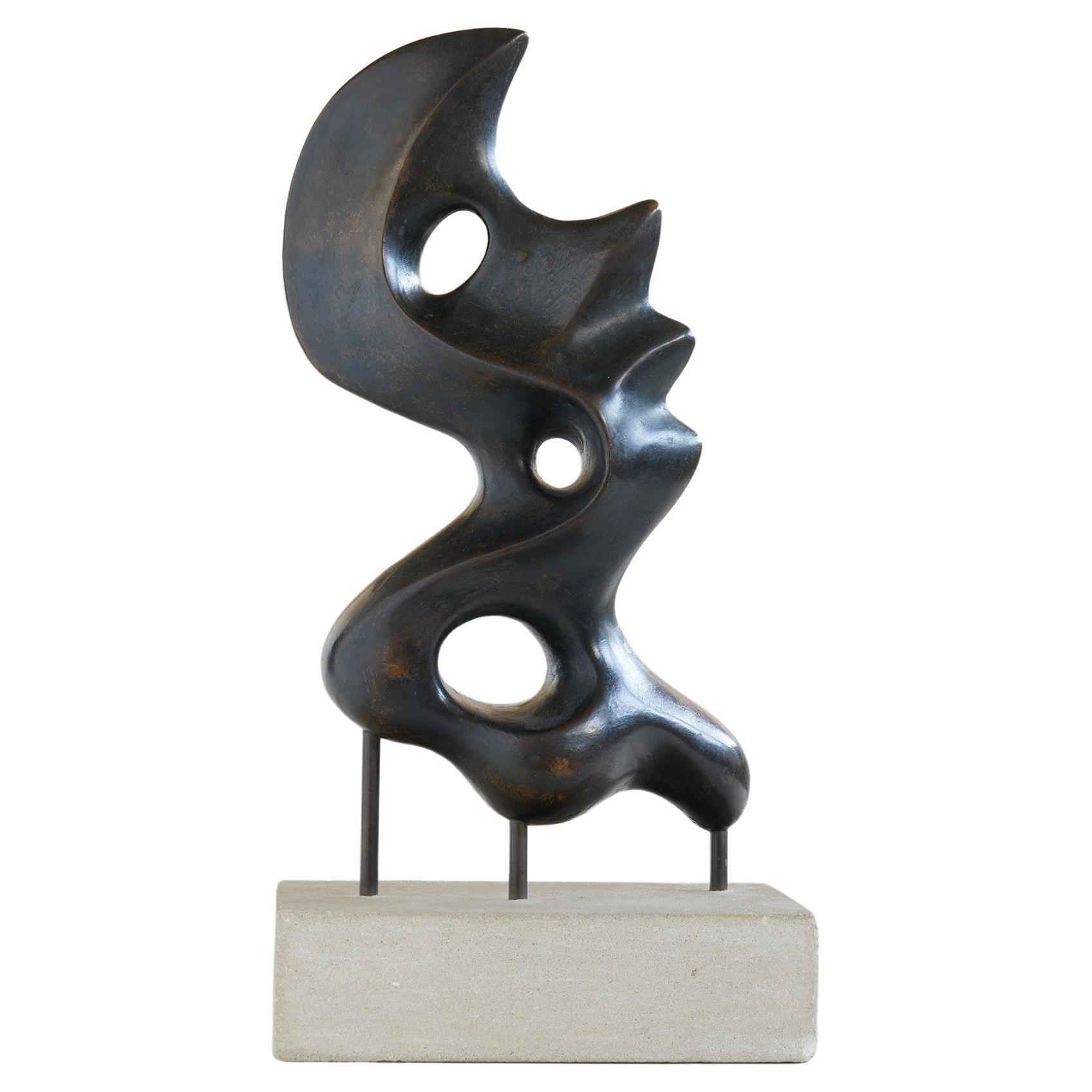 Mid-century modern abstract bronze sculpture in the style of Hans Arp 1964