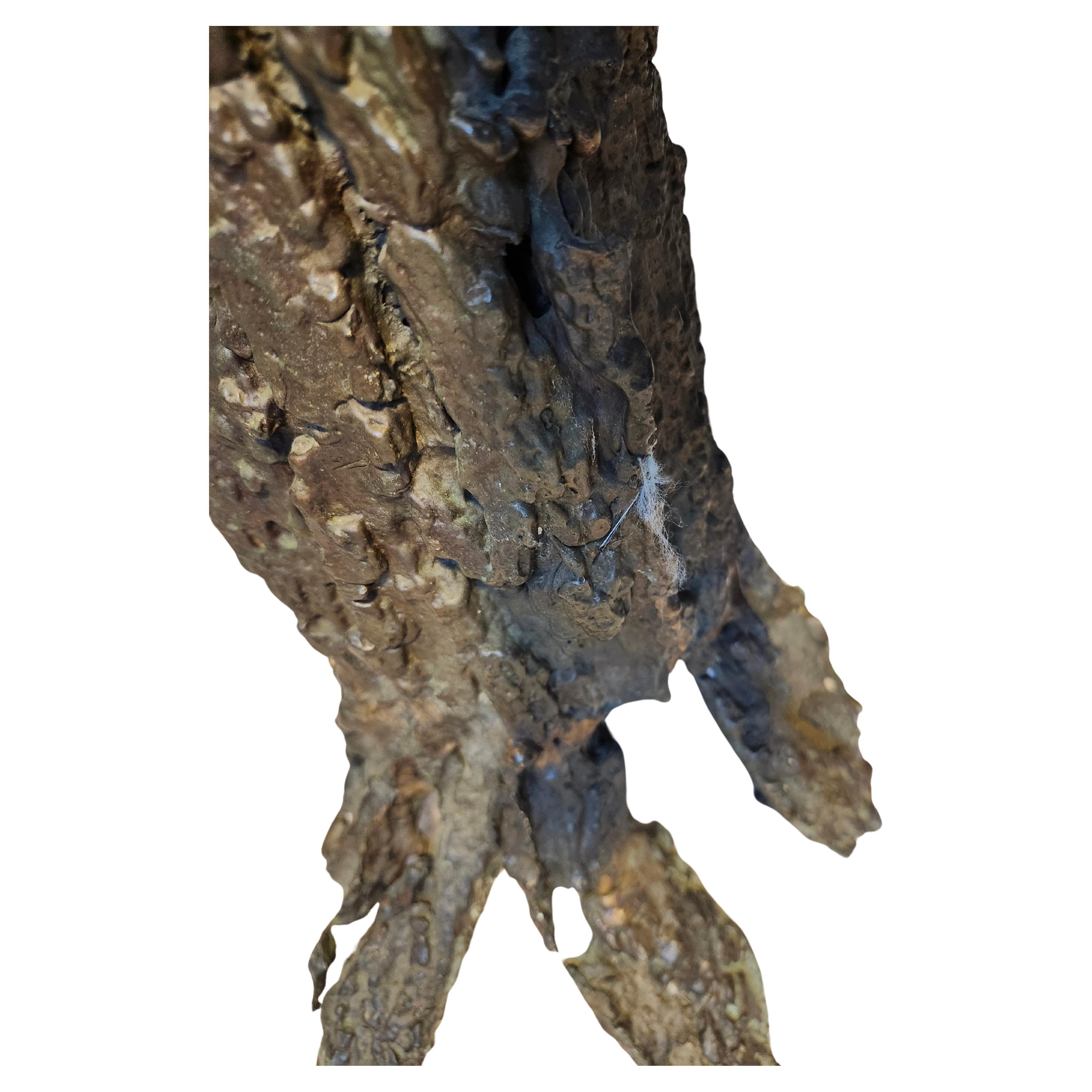 Brutalist Mid Century Modern Abstract Bronze Sculpture of a Standing Tree Stump Log For Sale
